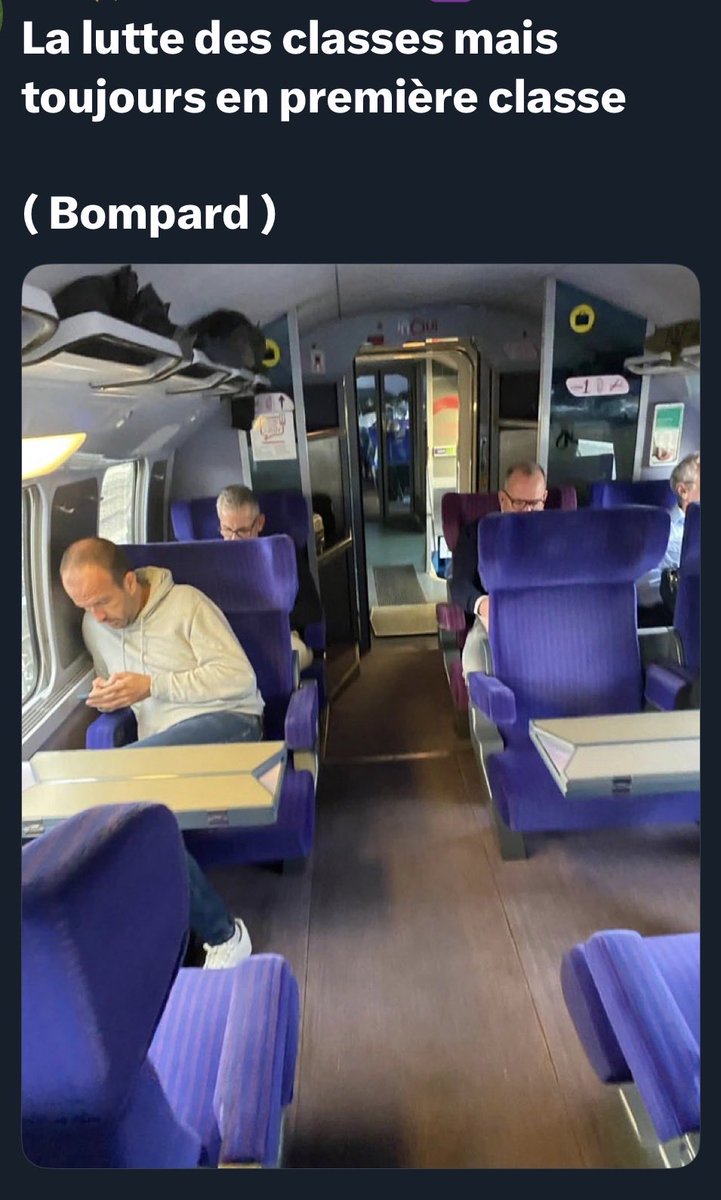 Les islamo-gauchistes de LFI veulent supprimer tous les privilèges des riches, mais ils voyagent en première classe .. 😡😤🤮