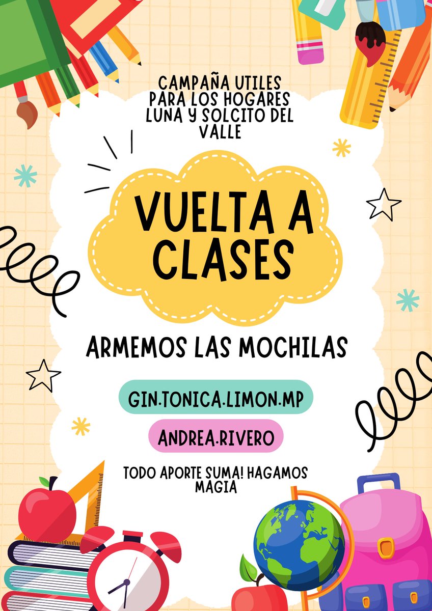 CasifuiRaul's tweet photo. Llenemos las mochilas de 45 chicos y chicas de los hogares Luna y Solcito del Valle. 
Si tenes 2k compramos una caja de lápices 
Con 5 k un cuaderno 
Con 6 una cartuchera (por mayor sin personajes) 
Con 10/20/30 unas lindas mochilas en cantidad.
Difundir nos ayuda un montón https://t.co/fE0oa3DC4d