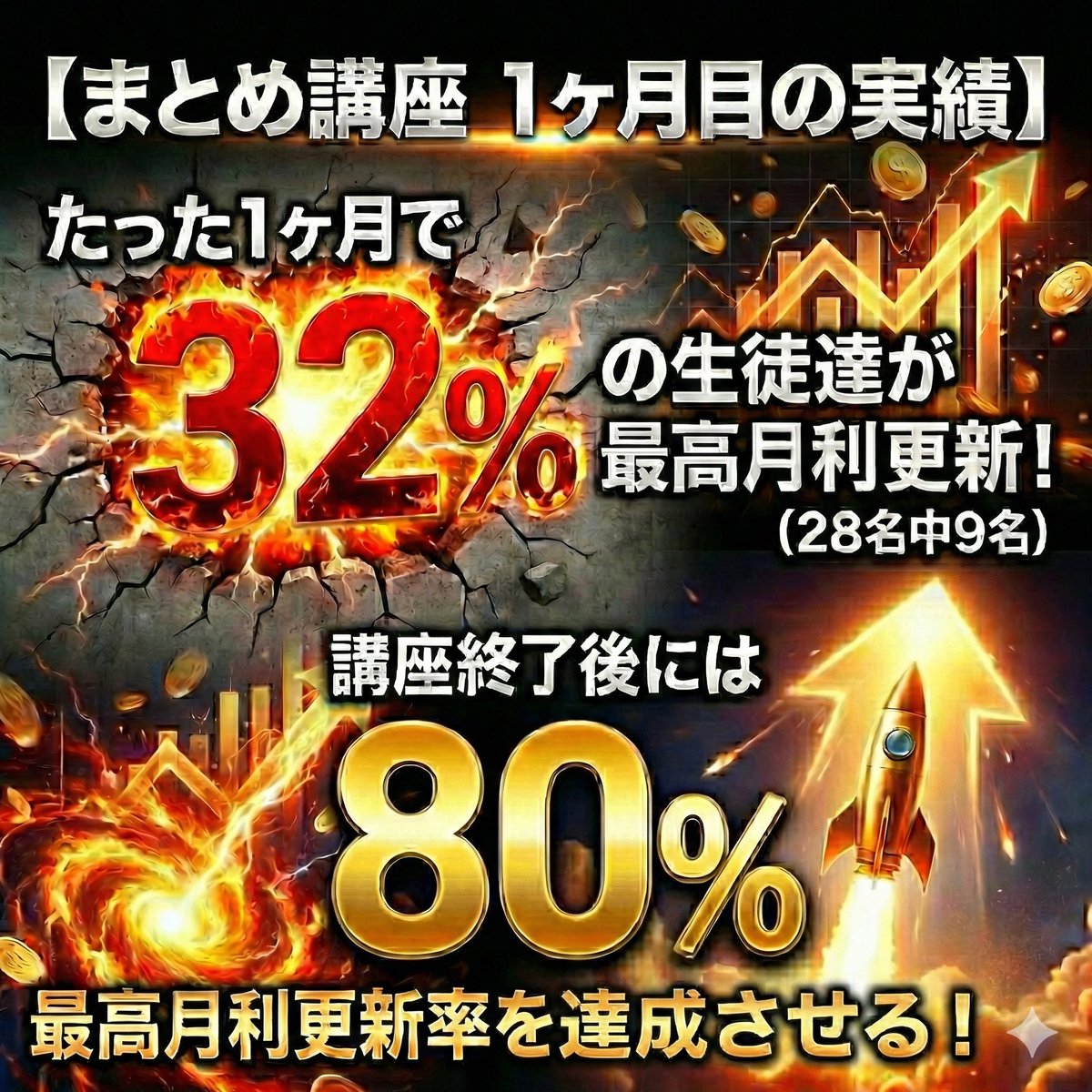 MrY_sedori's tweet photo. 【まとめ仕入れ講座が爆発中🔥】

"たった1ヶ月"で
最高月利更新者が
なんと「28名中9名」🤩

「32%」の生徒達が
初月にも関わらず最高月利更新❗️

これヤバくない？笑

講座が終了する4月時点では
最高月利更新率「80%」を達成させるわ✊

0期生のみんな頑張ろうぜ！！ https://t.co/y8pOEEN5R3
