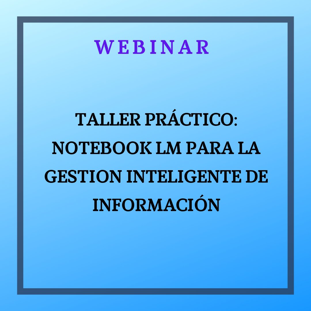 Conoces NotebookLM? El 11 de febrero organizamos un Taller para que aprendas a usarlo. <a href="/mccamposacunha/">Concepción Campos</a>, experta en gestión pública y transformación digital nos hablará de ello.
Plazas disponibles aquí: n9.cl/e58p5
