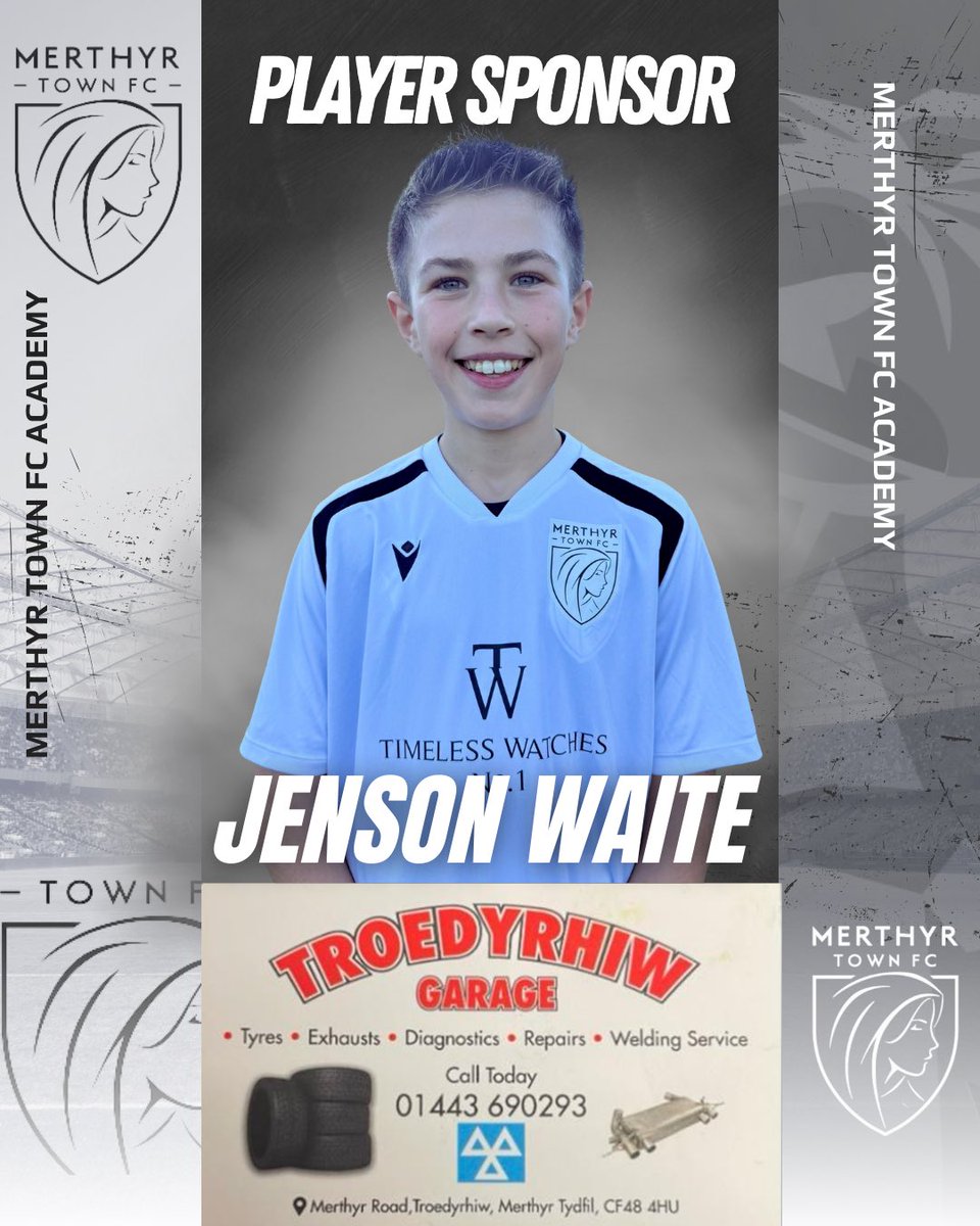 merthyr_academy's tweet photo. ⚪️⚫️Player Sponsor
A huge thank you to Troedyrhiw Garage for their amazing support during this season with our U12s Jenson Waite
@MerthyrTownFC
#progressthroughstability
#OurTownOurClub https://t.co/GJxzDf0Bvg
