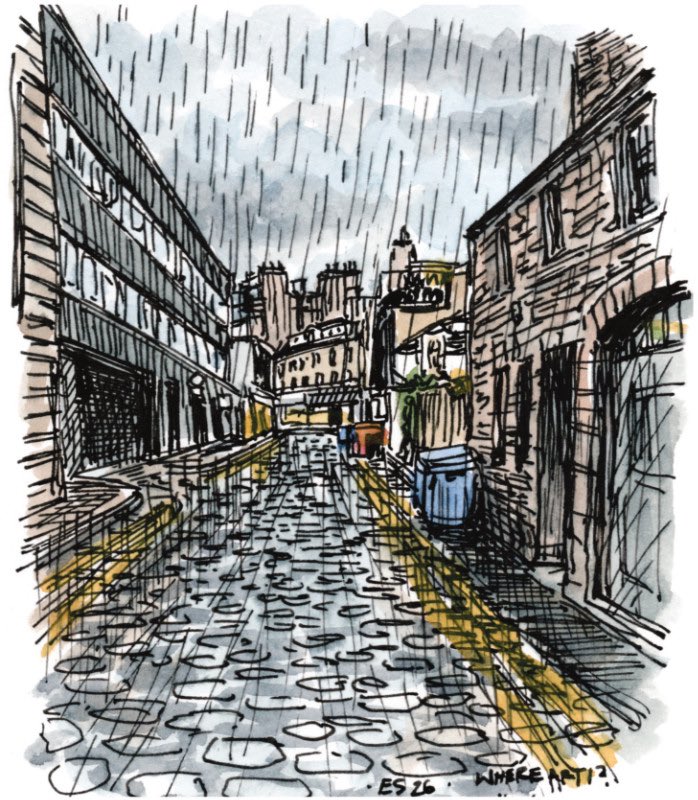 edinsketcher's tweet photo. WhereArtI? Quiz 2nd Feb
A back street view on a rainy day in Edinburgh, but where am I?
Answer on the website for a chance to win a prize.
No answers here - keep it fun!
https://t.co/up0ILq33x8
#edinburghlove #edinburghlife #edinburghartist #edinburghsketcher https://t.co/ypL5hJ1P0B