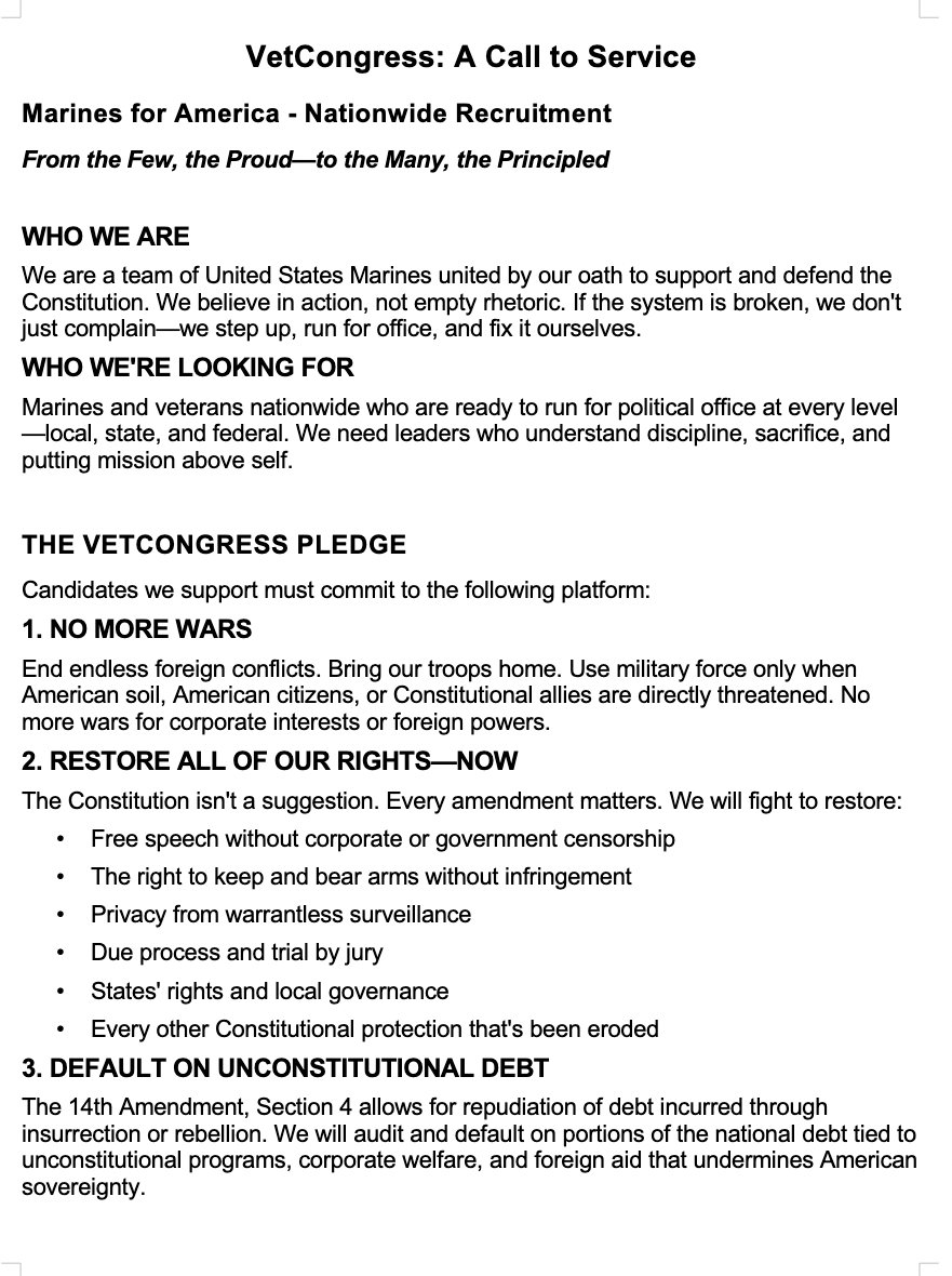 VetCongressUS's tweet photo. Get Marines in Office Nationwide...its the only way to save America.  If you don't have a better idea please share this and help us find GOOD Veterans who are ready to answer the call.  
JOIN US  
-Semper Fi https://t.co/8q3ffbWYIP