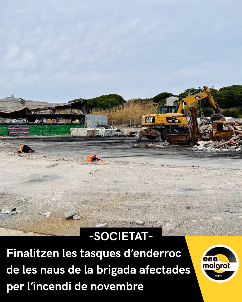 Les tasques d’enderroc de les tres naus dels Serveis Municipals de l’Ajuntament, arrasades per un incendi el novembre passat, ja han finalitzat.

🎙️Més informació a onamalgrat.cat/news/finalitze…