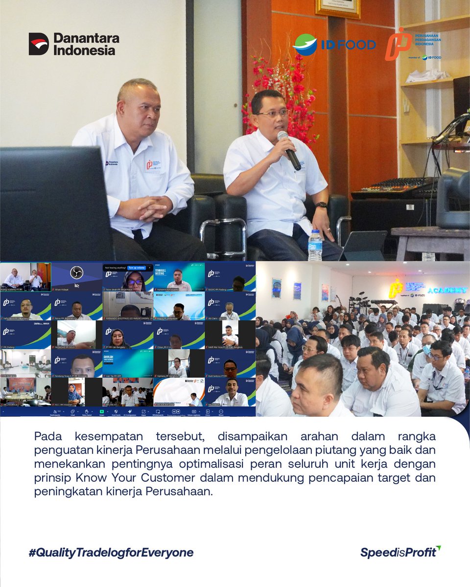 PT PPI melaksanakan kegiatan Morning Briefing yang disampaikan oleh Direktur Keuangan, Manajemen Risiko, SDM, dan Umum PT PPI, Oksan Omas M Panggabean, dan diikuti oleh seluruh Direksi serta karyawan/ti secara hybrid di Grha PPI, Jakarta, pada Senin (2/02/2026).