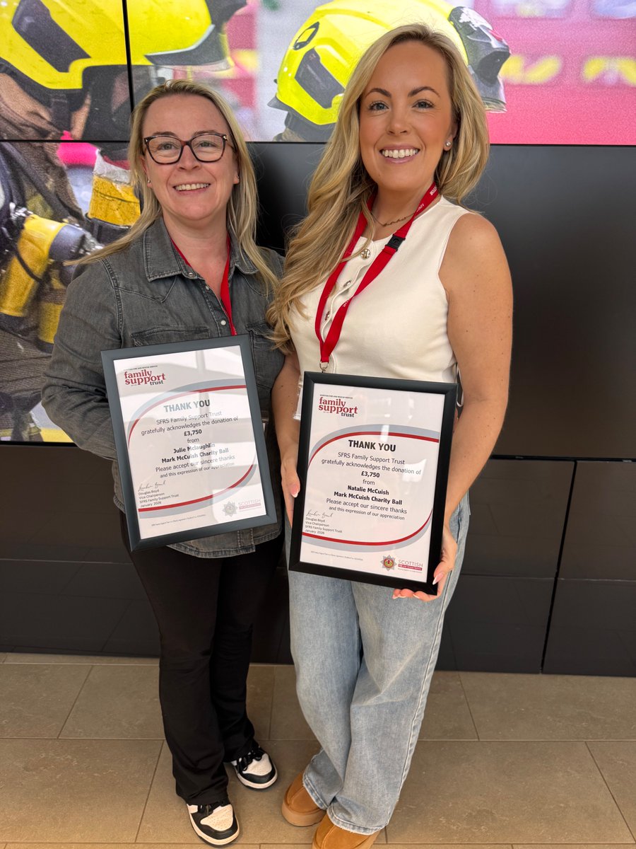 sfrs_fst's tweet image. We were honoured to receive a £3,750 donation from Natalie McCuish and her family, raised at a special evening in memory of her husband, Mark.
Thank you to everyone who supported this wonderful cause ❤️🚒