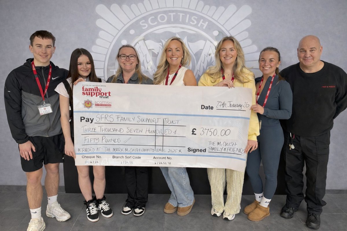 sfrs_fst's tweet image. We were honoured to receive a £3,750 donation from Natalie McCuish and her family, raised at a special evening in memory of her husband, Mark.
Thank you to everyone who supported this wonderful cause ❤️🚒