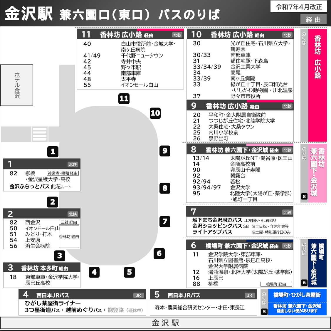 観光やビジネスで金沢にお越しの方へ🚍️

公共交通での市内中心部の移動は、路線バスが中心です。利用に役立つ情報を紹介します。

①キャッシュレス決済（Suica等・クレジットカードタッチ決済の利用可否）
②市内中心部の移動（おすすめバス・ルート案内）
③金沢駅バス乗り場

※リプ欄へ続く