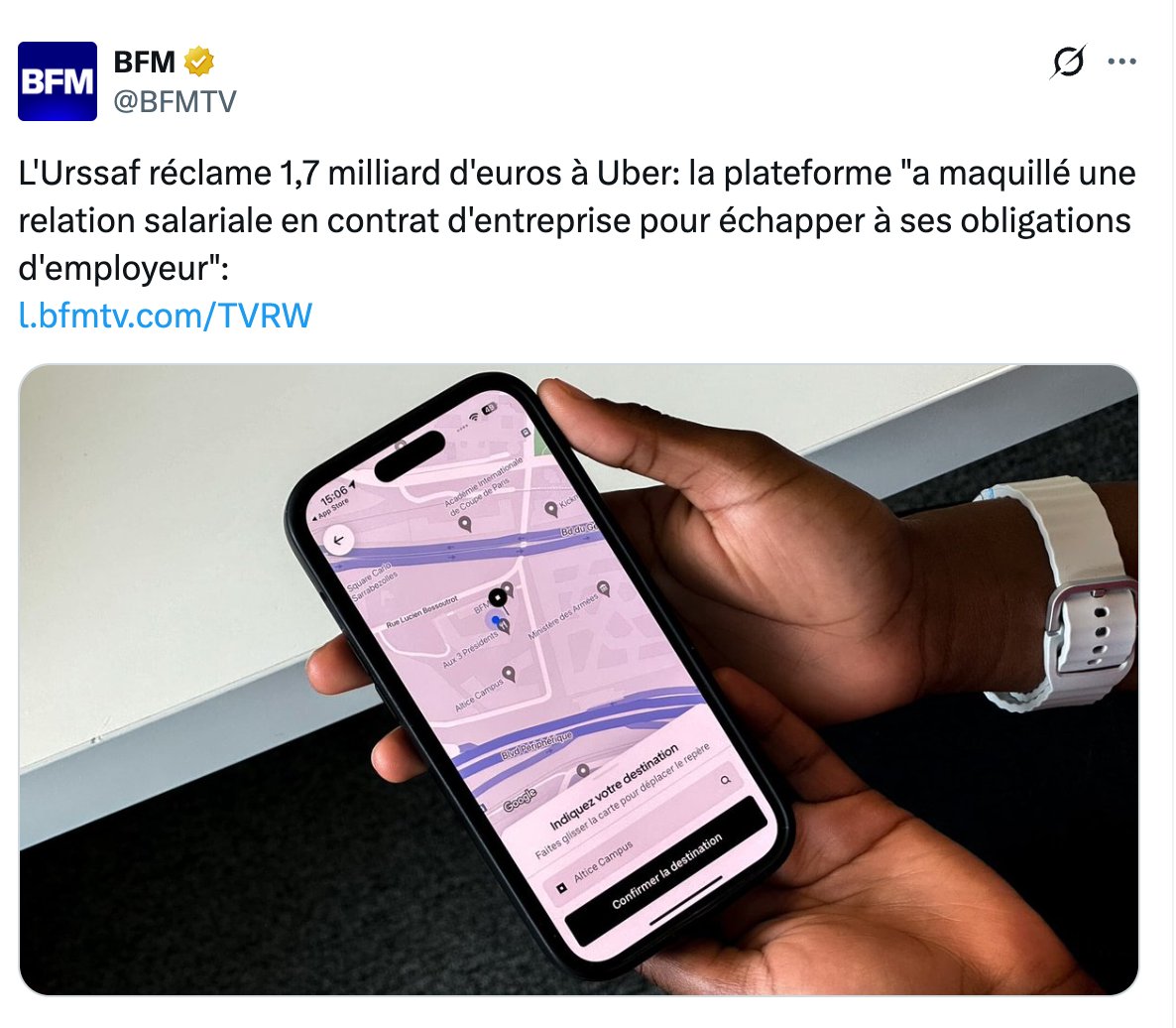 📣ALERTE ! L'Urssaf réclame 1,7 milliard à Uber pour travail dissimulé (avoir fait travailler ses chauffeurs en indépendants alors qu’ils auraient dû être salariés).

Une victoire pour les chauffeurs. Maintenant, appliquons la présomption de salariat de la directive plateformes.