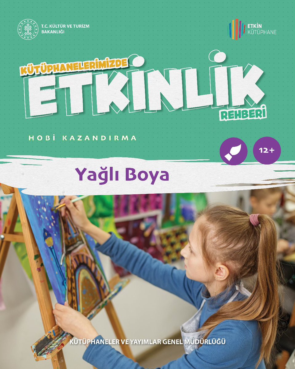Yağlı Boya Atölyesi, klasik resim tekniklerini tanıtan, uygulamalı sanat çalışmalarını kapsar.  12 yaş ve üzeri katılımcılara yönelik olarak planlanan bu atölye, temel düzeyden başlayarak uygulanır.

Bu atölyelerde yağlı boya resim temel teknikleri, yağlı boya renk tüpleri, palet