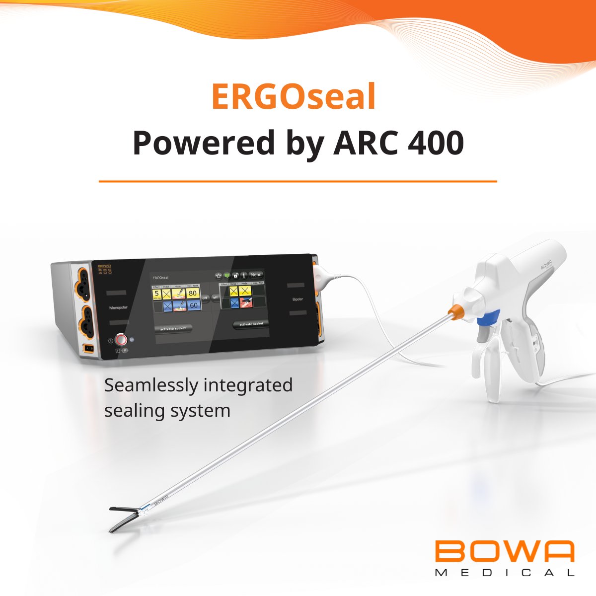 BOWAMEDICALUK's tweet photo. The ARC 400 generator by BOWA MEDICAL is known for its versatility across electrosurgery.

Pair it with ERGOseal for a seamlessly integrated vessel sealing solution.

Learn more: 📧 uk.support@bowa-medical.com
#Electrosurgery #VesselSealing #MedTech https://t.co/PN8gFywzOn