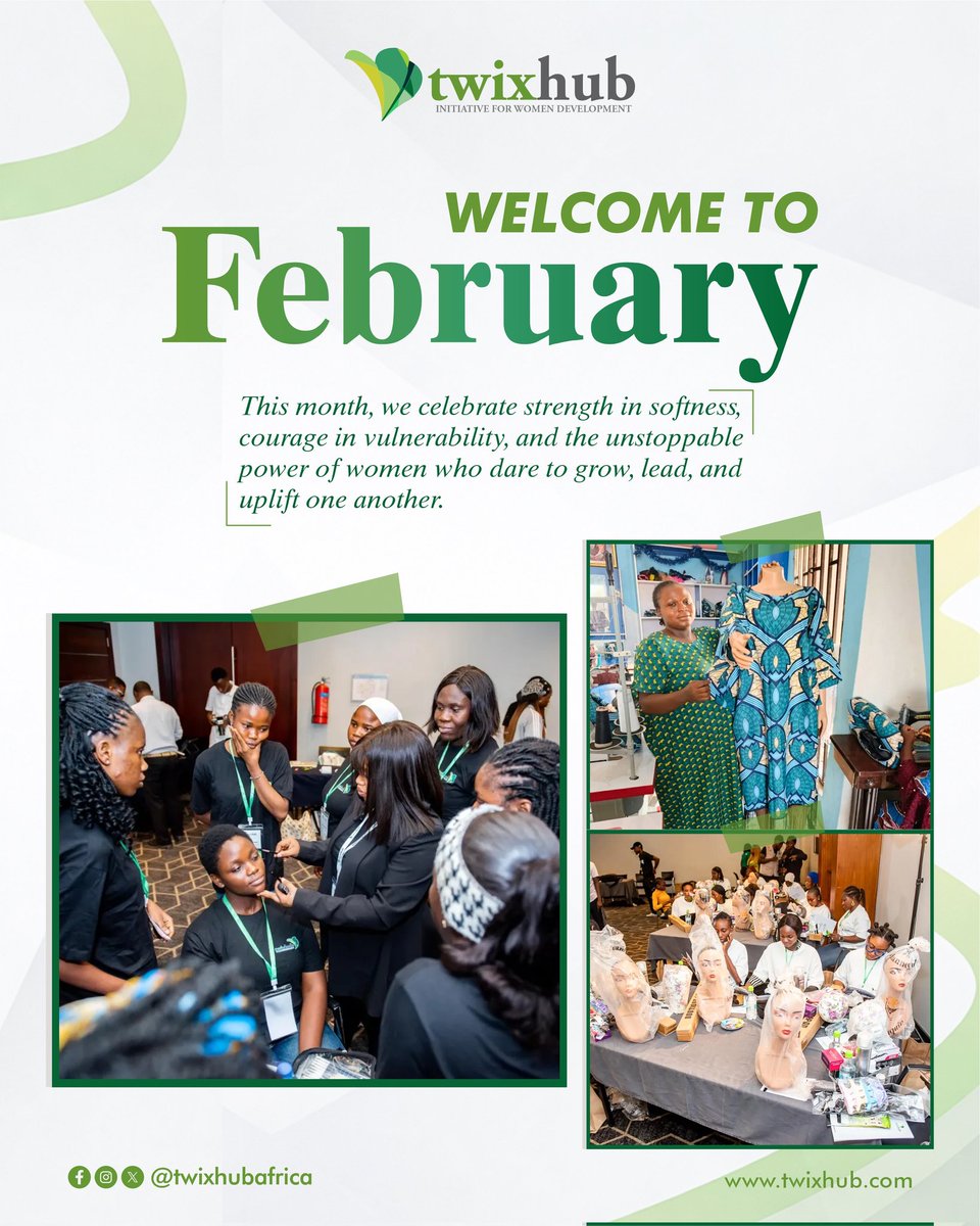 twixhubafrica's tweet photo. Welcome to February with Twixhub 🌿
This month, we celebrate the courage to grow, the power to lead, and the strength of women uplifting one another. Let’s make it a month of unstoppable progress!

#Twixhub #WomenEmpowerment #February2026 #LeadAndUplift #WomenInDevelopment https://t.co/7z8KCK50J2