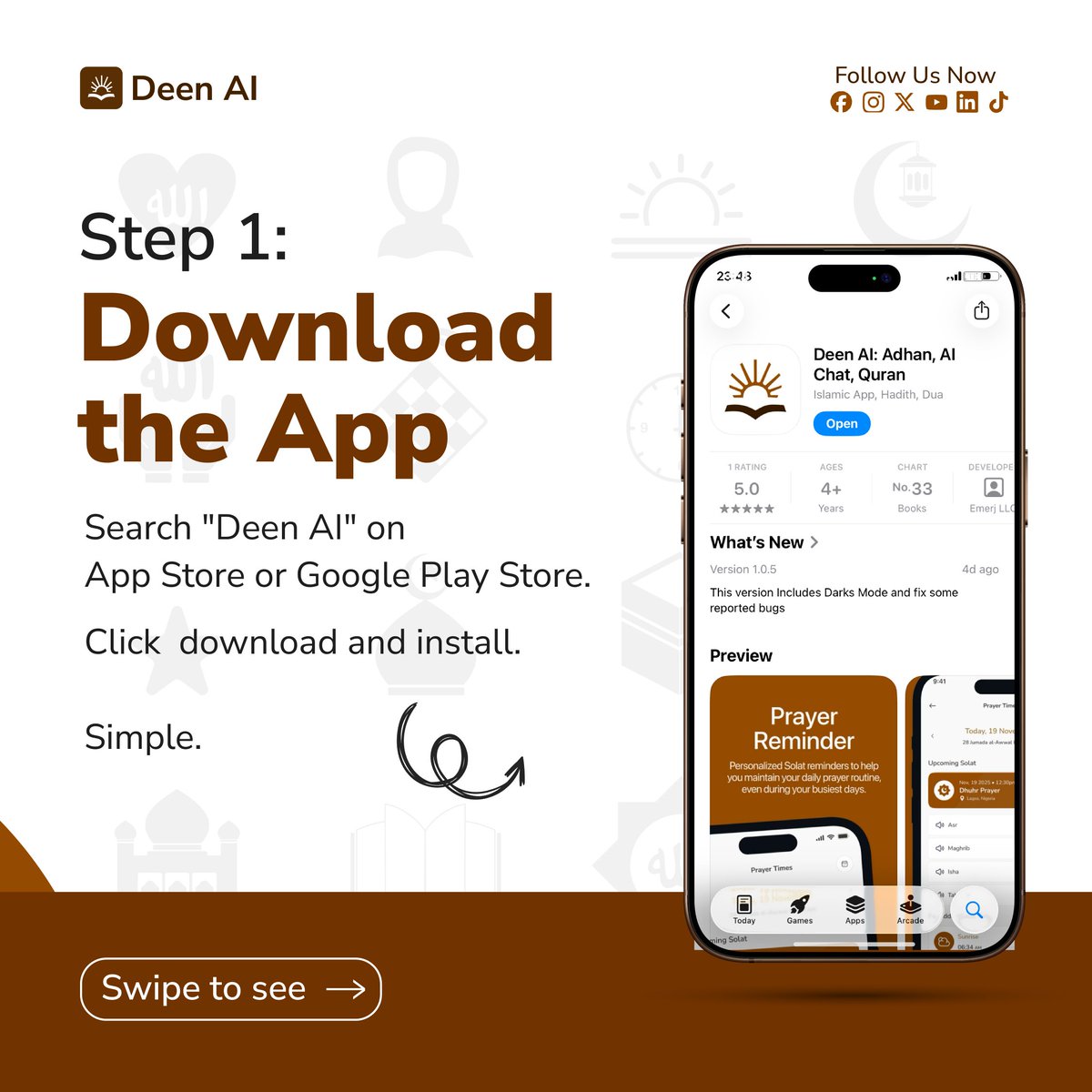 thedeenai's tweet photo. Just downloaded Deen AI? Perfect. 🤭

Haven’t yet? Click the link in the bio. ✨

Follow these simple steps to get your companion set up and ready to go.

Swipe through to see the full setup process 👉🏽 https://t.co/YoYDxy0Owy