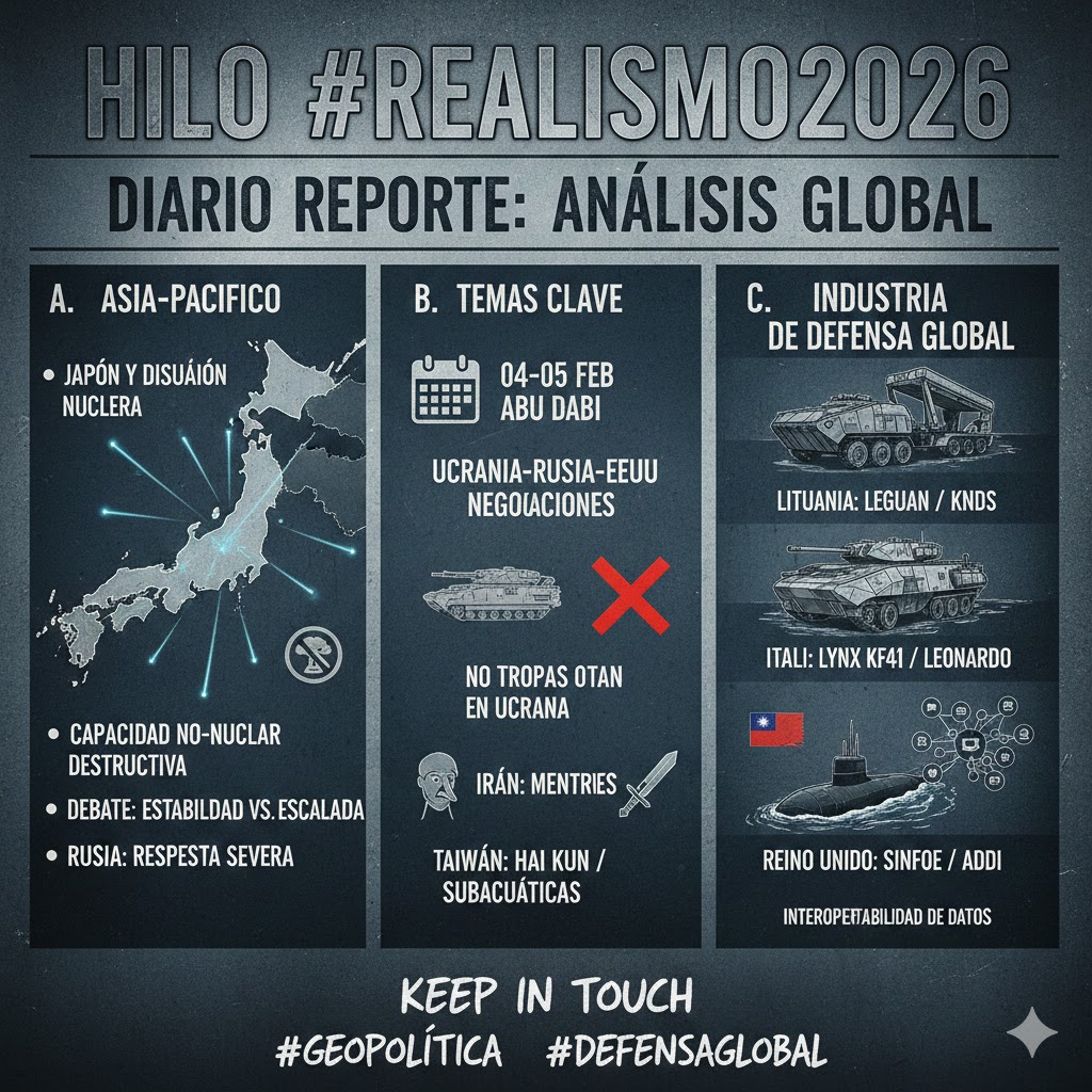 HILO #REALISMO2026 Comenzamos el diario reporte con análisis que no producen los medios argentos Ahí vamos !!

a. Lo que está desarrollando Japón y las implicancias para la disuasión nuclear
1) Esta cuenta es la única en Argentina que ha advertido que Japón tiene capacidad para