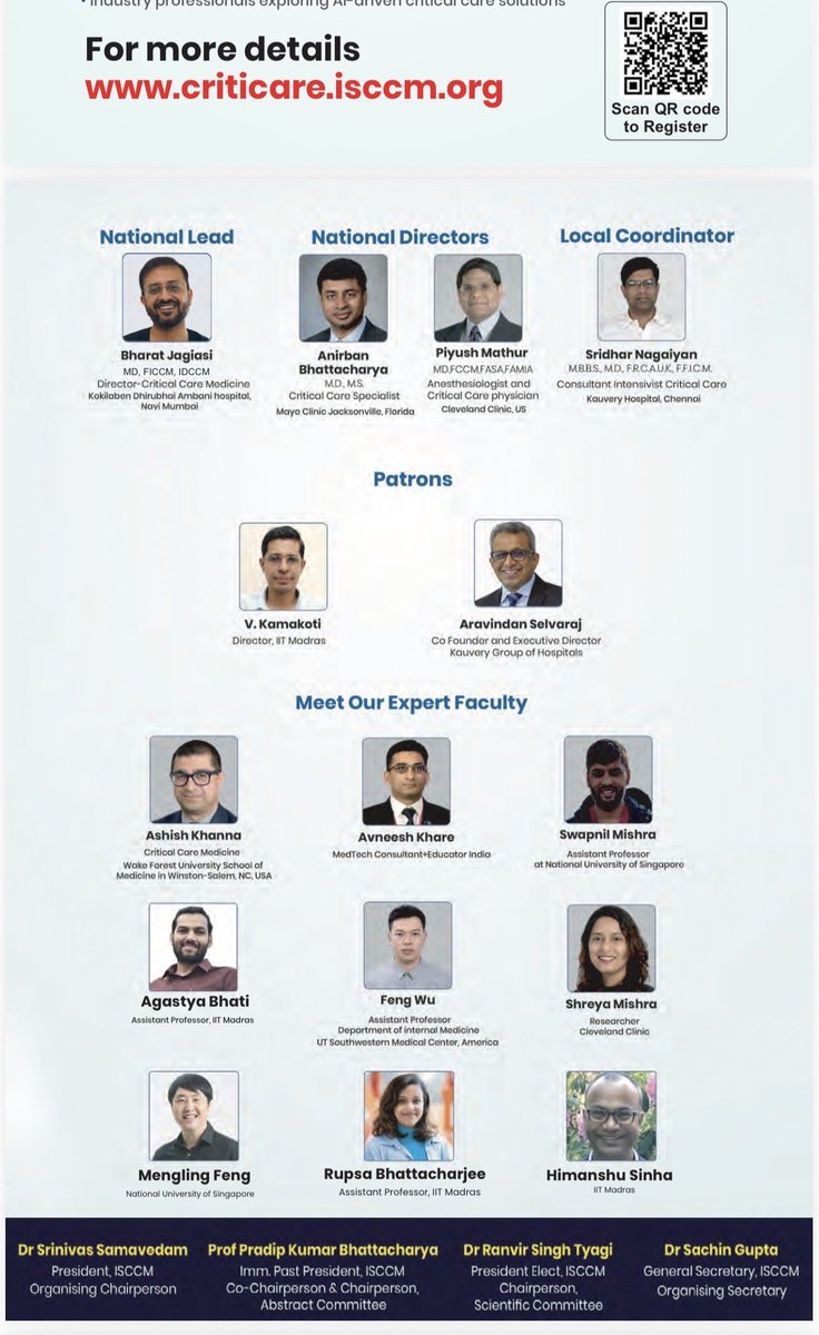 BharatJagiasi's tweet photo. AI is transforming the ICU — are you ready to keep pace?

Join this power-packed academic program featuring experts from India, USA & Singapore, bridging medicine, technology, and real-world ICU practice.

🎯 Don’t miss this opportunity
🔗 Register here: https://t.co/LycoySE9bJ

Please share with colleagues and trainees.
