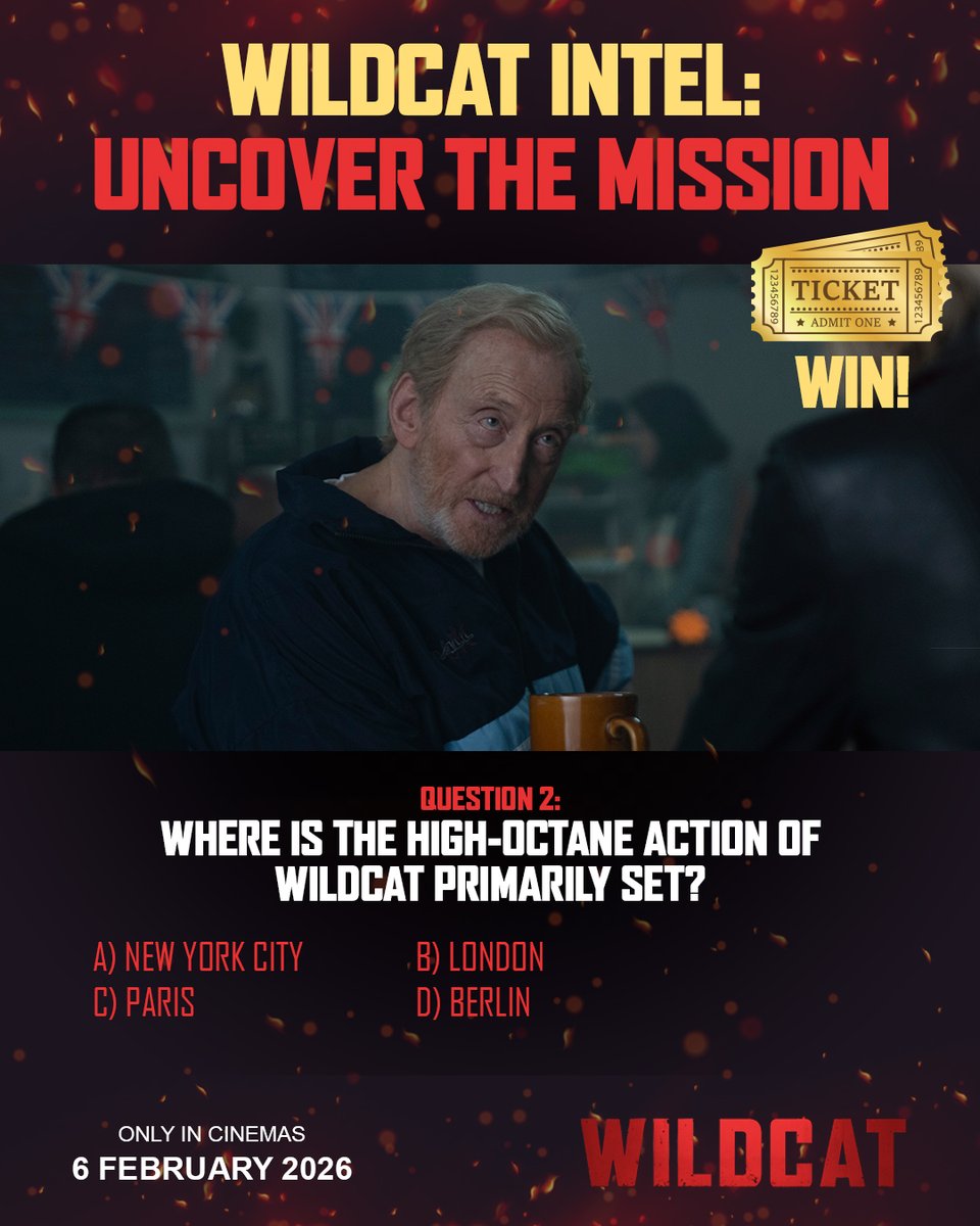 FilmfinityZA's tweet image. Swipe through our #Wildcat questionnaire and comment with your answers for a chance to WIN 2 movie tickets to see Kate Beckinsale’s action-packed thriller #WildcatMovieSA only in cinemas 6 February, 2026. 💥 🍿