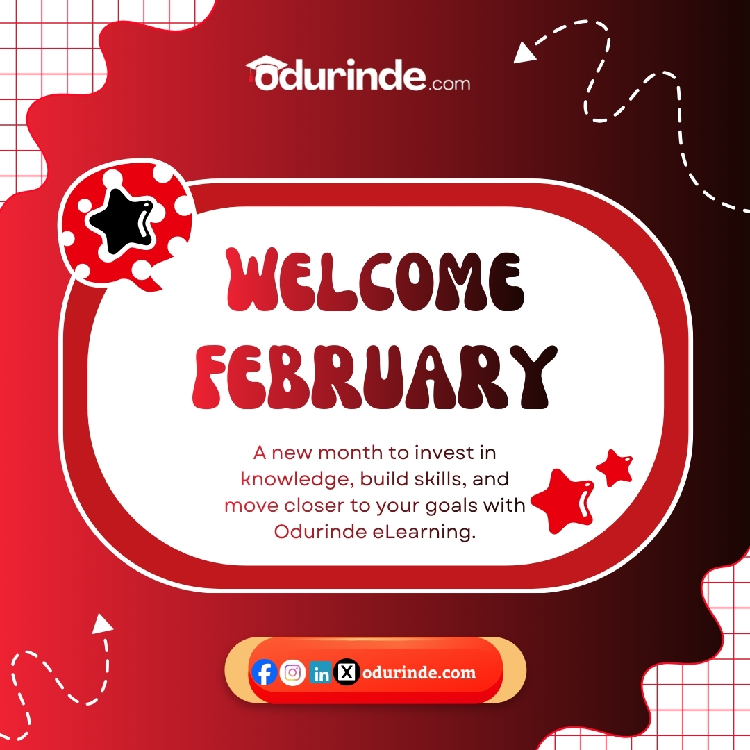 🚀 Hello February!

Start this month by exploring our courses, gaining hands-on experience, and taking your skills to the next level.

odurinde.com

Explore our courses: odurinde.com/courses

Contact us for enquiries: odurinde.com/contact