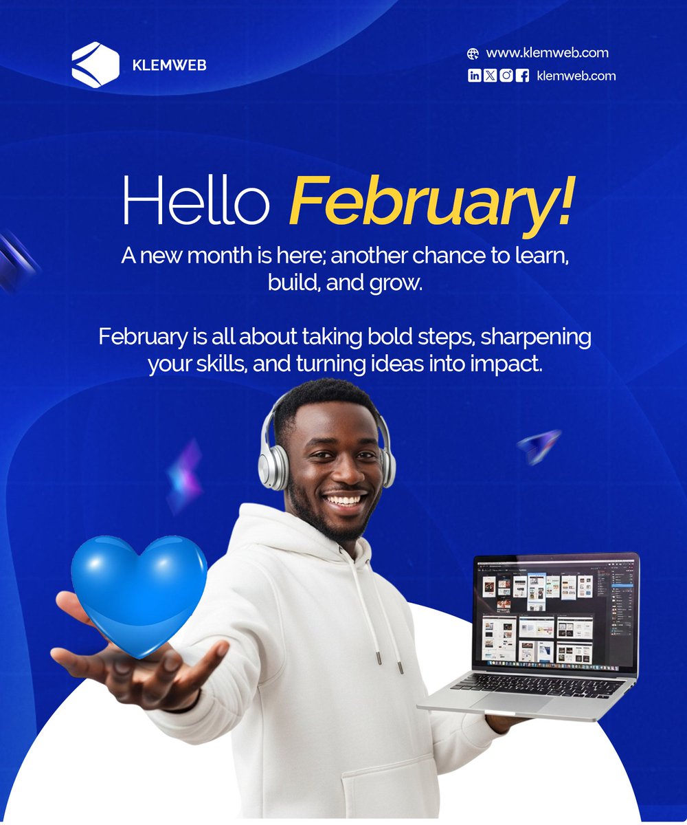klemweb's tweet photo. At Klemweb, we’re ready for a month of innovation, training, and real results. Let’s make it count! 💻✨

https://t.co/9po8bCX418 

#HappyNewMonth #HelloFebruary #Klemweb #BuildInTech #GrowWithUs https://t.co/ZSon8YcxOe