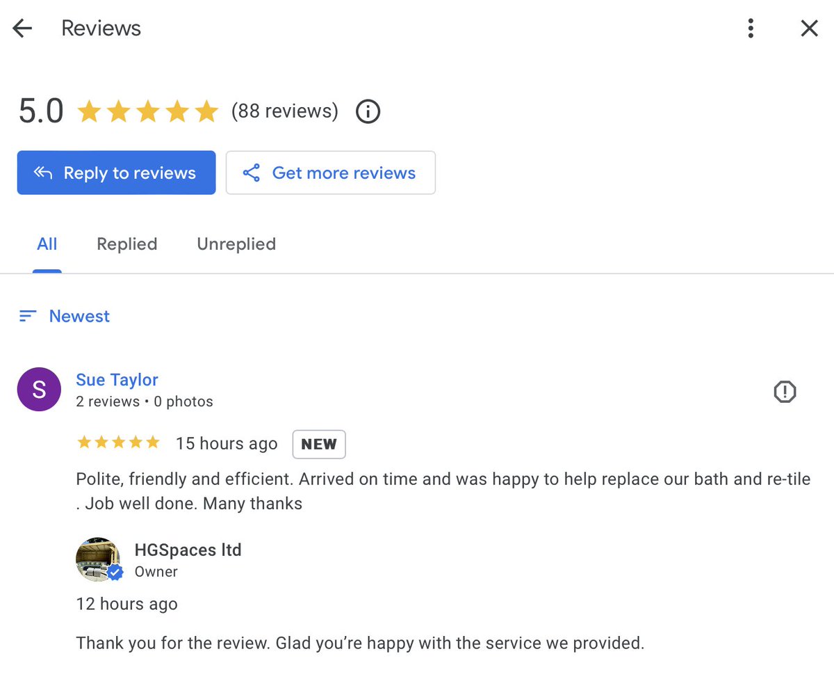 Another 5* google review, thank you !!!