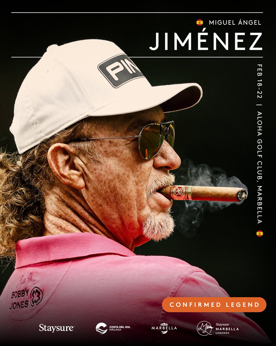 euLegendsTour's tweet photo. Miguel Ángel Jiménez is confirmed for the Staysure Marbella Legends, opening the 2026 Legends Tour season at Aloha Golf Club.
Want to play alongside the legends? Playing Experiences are still available ⛳️
Click the link:
https://t.co/XFdfkfdbJW

#euLegendsTour #Staysure #DreamBig https://t.co/7gJmDdoRxA