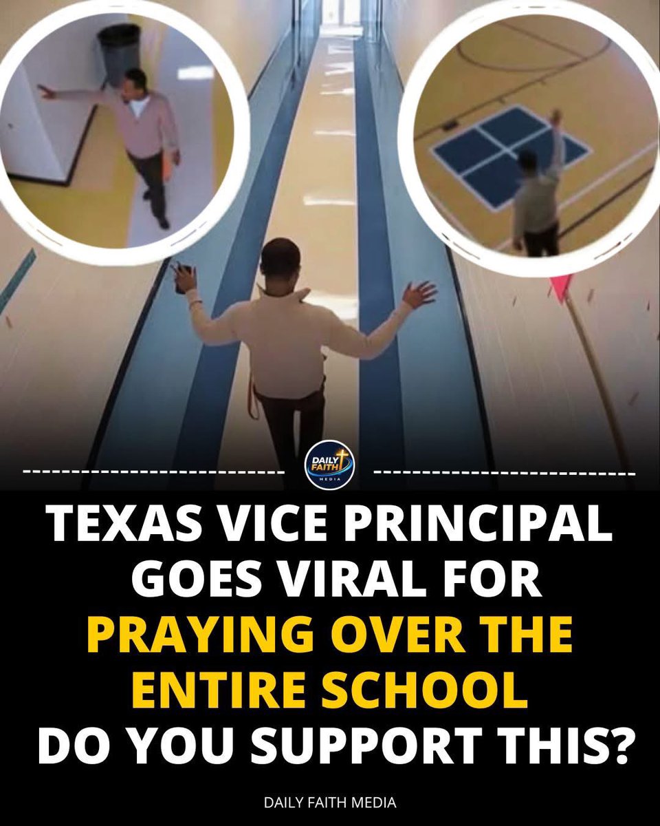 realdanieltitus's tweet photo. A vice-principal in Texas touched hearts across the nation after a quiet act of faith was captured on security cameras. Before the school year began, while the hallways were still empty and silent, he walked through every corridor with a simple purpose: to pray. He stopped at classroom doors, student desks, and teacher spaces, lifting each one up to God in prayer.

There were no students watching. No applause. No performance. Just a shepherd standing in the place God had entrusted to him, asking for protection, wisdom, peace, and purpose over every child and educator who would soon fill those halls.

This is leadership rooted in faith. Before lessons are taught and tests are taken, he placed the school in God’s hands. He understood that education is not only about knowledge, but about hearts, character, and calling. Children flourish when they are covered in prayer. Teachers are strengthened when their work is entrusted to God. A school becomes more than a building when it is placed under His care.

The Bible reminds us: “Pray without ceasing.” (1 Thessalonians 5:17). This moment is a powerful reminder that faith does not always speak loudly — sometimes it walks quietly, believing that God is present even when no one else is watching.

This was not about forcing belief, but about loving responsibility. A man standing in the gap for the next generation. Would you want a leader like this praying over your children, their future, and their purpose?