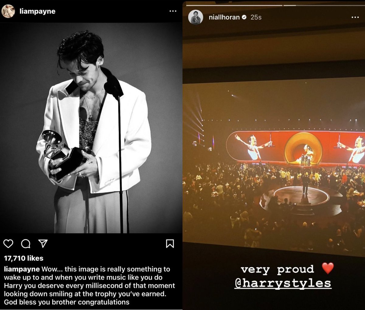 Nada como Harry ganando el grammy y Liam y Niall felicitándolo 🥹🤍