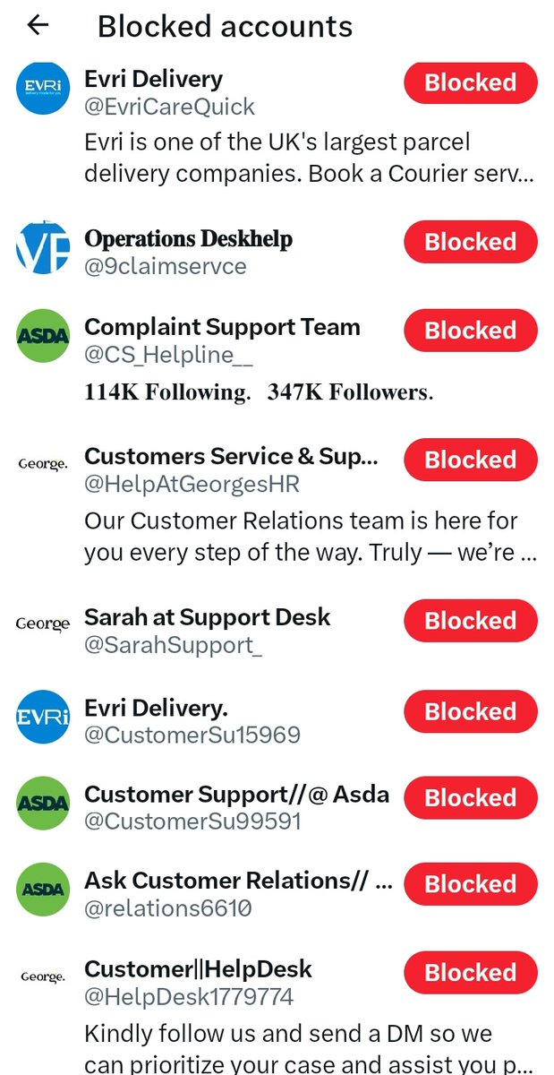 When will <a href="/X/">X</a> do something about these fake company customer service accounts. I've blocked all these in just last week from following me, some people in moment of distress may fall for scam to get personal details. If the real companies were on here would help <a href="/MartinSLewis/">Martin Lewis</a>