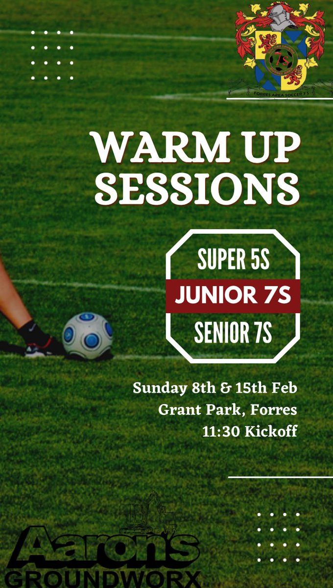 FAS7s1993's tweet photo. With just less than 1 week to go until our first ‘Warm Up’ session, there is still time to register your child through our website. 

Our Junior 7s section is now full and running a waiting list but there are still spaces available in the Super 5s &amp; Senior 7s. https://t.co/rGb6spfhdh
