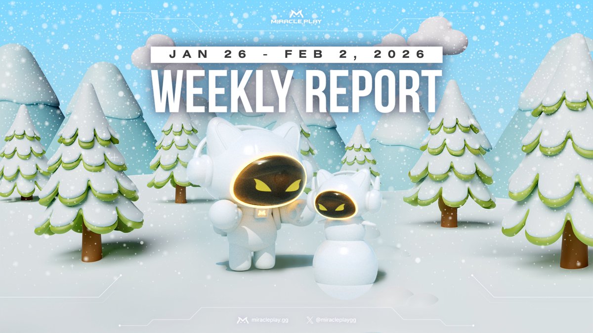 📊Miracle Play Weekly Report (JAN 26 - FEB 2) is out!

Check it👇:     
[ medium.com/@miracleplay/m… ]

#MiraclePlay #WeeklyReport