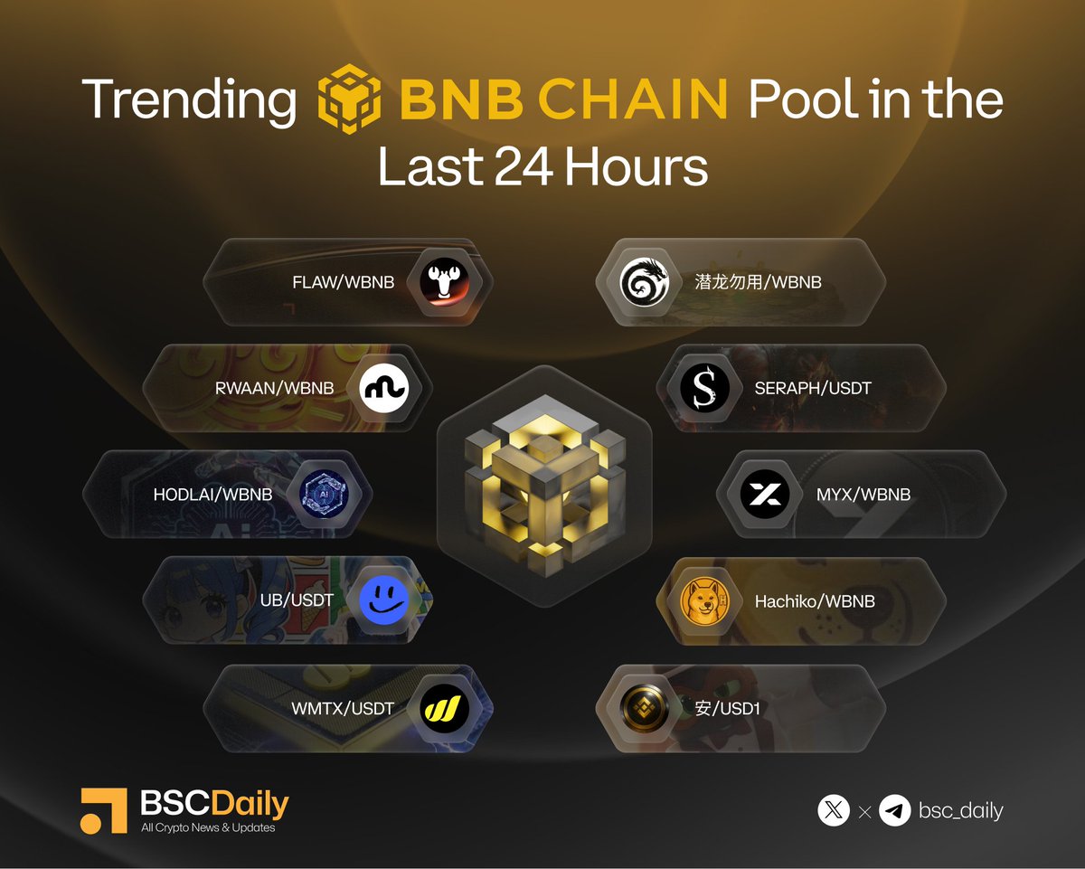 bsc_daily's tweet photo. Trending @BNBCHAIN Pools in the Last 24 Hours 📈

▫️@flawbot_cc
▫️@wwwqlwyxyz
▫️@RWAN_Official
▫️@Seraph_global
▫️@hodlai_bsc
▫️@MYX_Finance
▫️@Unibase_AI
▫️@HachikoInuCTO
▫️@wmchain
▫️@AnBNSafe