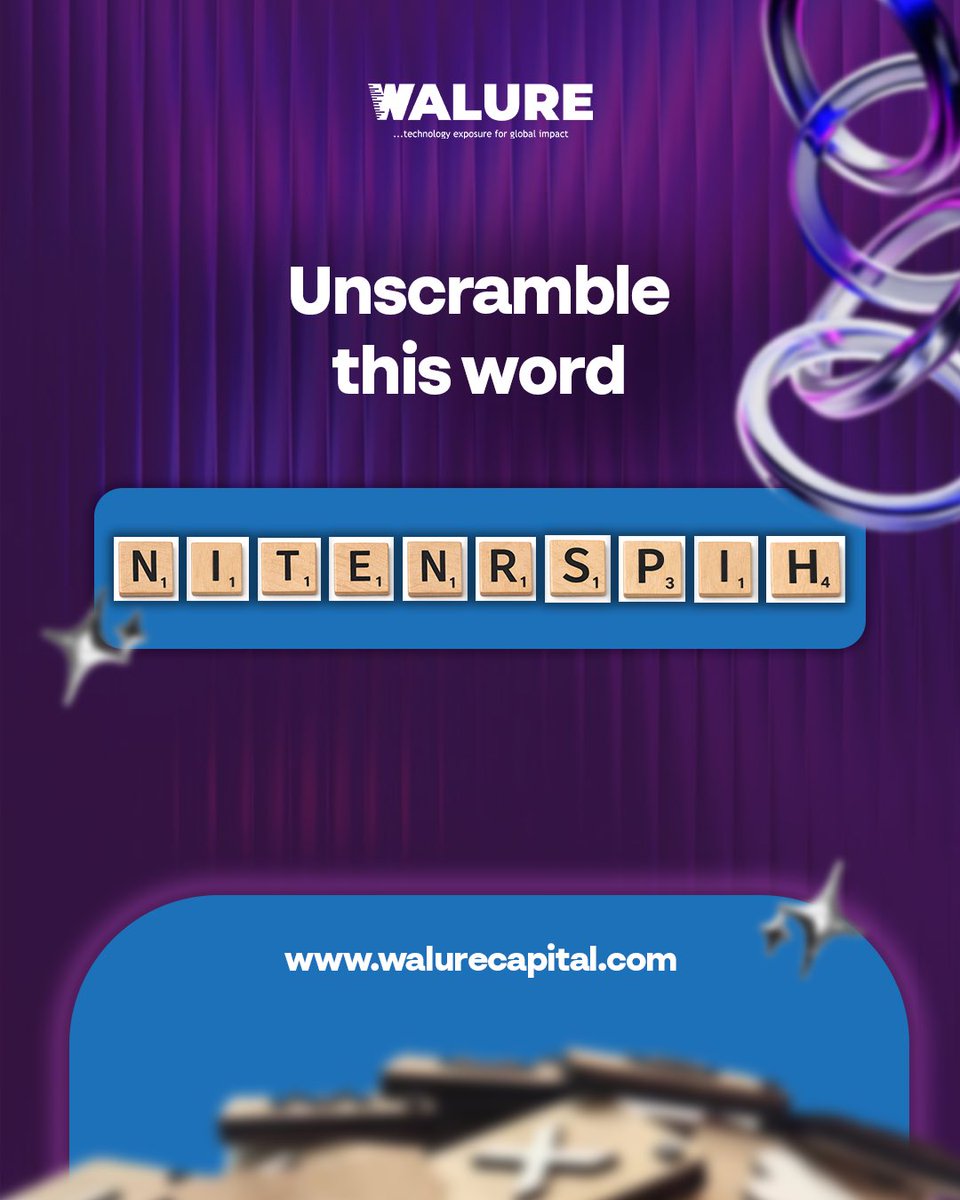 Unscramble this word!!! 👀

Your next opportunity might be hidden in it.

Big news is coming soon… and you don’t want to miss it. 🚀

Watch this space.

Drop your answer in the comments 👇🏽

#Walure #WalureCapital #TechOpportunities #InternshipLoading #TechInNigeria #CareerGrowth
