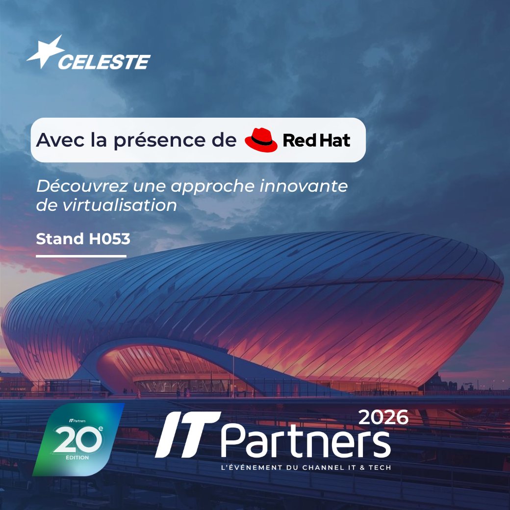 SocieteCELESTE's tweet photo. CELESTE au salon #ITPartners 📍 Stand H053 – mercredi 4 février
Aux côtés de @RedHat, découvrez des démos concrètes autour de la virtualisation &amp; des environnements conteneurisés (alternatives VMware, OpenShift, CI/CD).
Échangez avec nos experts
#OpenShift #Cloud #Virtualisation https://t.co/NrtrIAB7vD