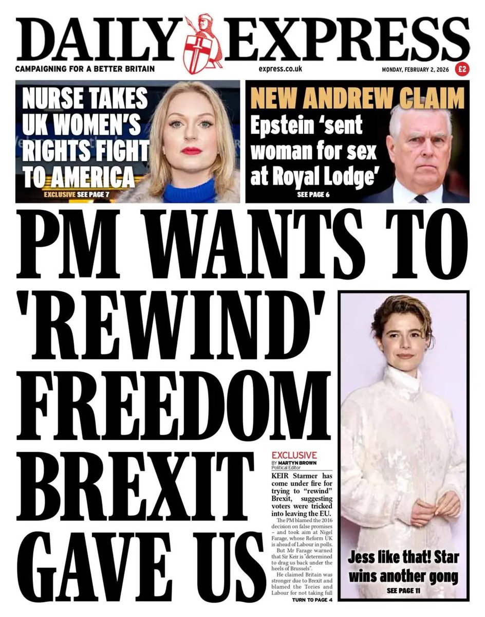 nickreeves9876's tweet image. The Daily Express says Starmer wants to take away our Brexit freedoms? What Freedoms! Brexit robbed us of our European Freedom of Movement, and now it is pushing the UK to either become a vassal of the USA, or a follower of EU rules in which we have no say.

Brexit is what a…