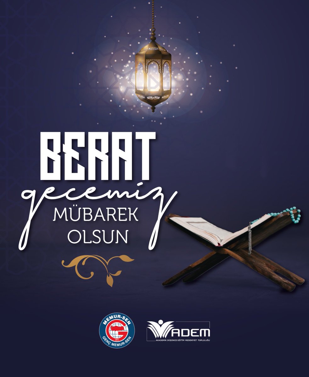 gencmemursen's tweet photo. Berat Kandili; affın kapılarının aralandığı, umutların yeniden yeşerdiği müstesna bir gecedir.

Bu mübarek vaktin gönüllerimize huzur, dualarımıza kabul, yarınlarımıza hayır getirmesini diliyor; tüm kardeşlerimizin Berat Kandili’ni tebrik ediyoruz. 🌙 https://t.co/oJjONTymRZ