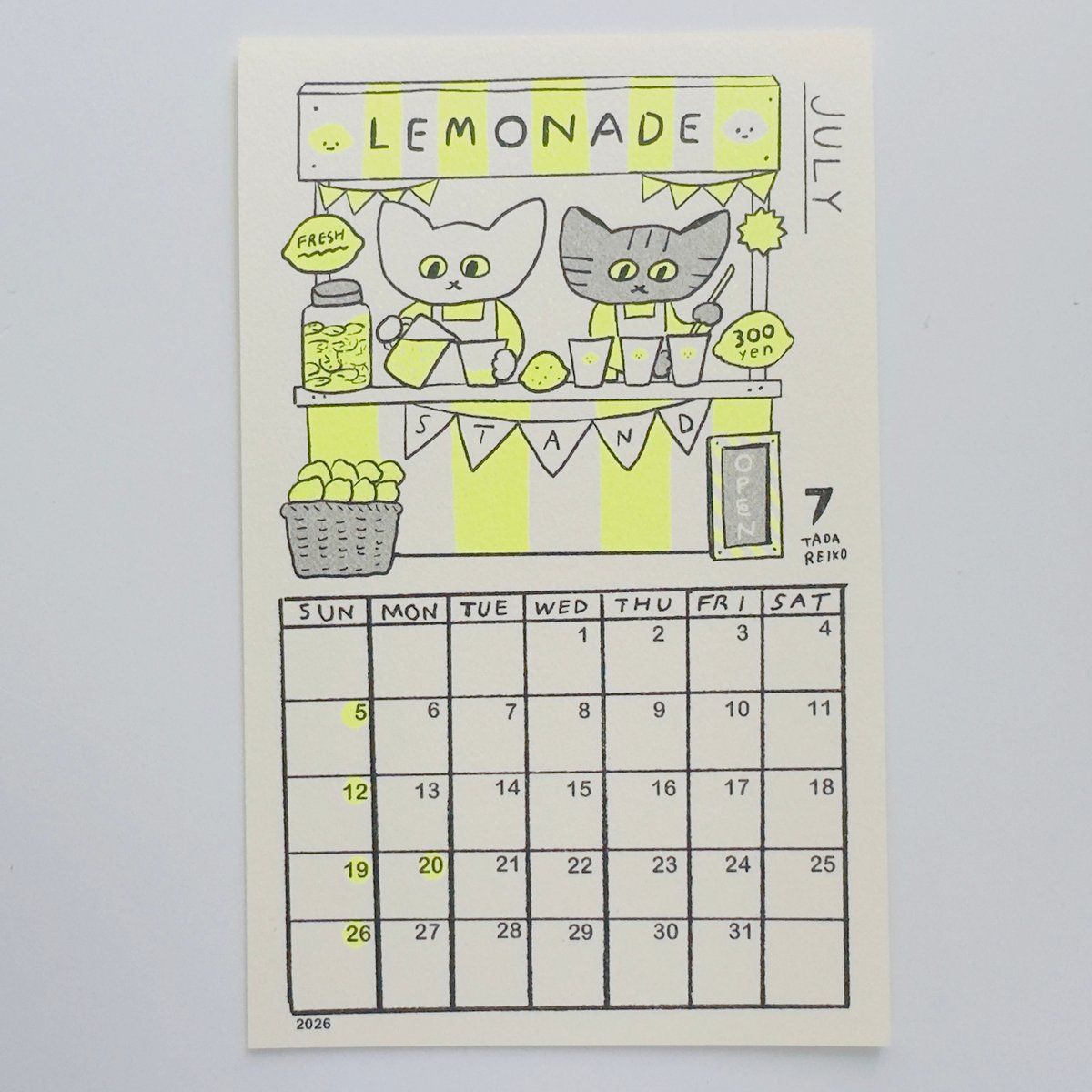 多田玲子 ／ おちゃめでのんきなカレンダー 2026 
83s.shop/items/68f59ed8…

今年もやってきました。2匹の猫がメインのカレンダー。それぞれの月を楽しむシーンがポップンキュート！ 今年はタコが表紙に登場！