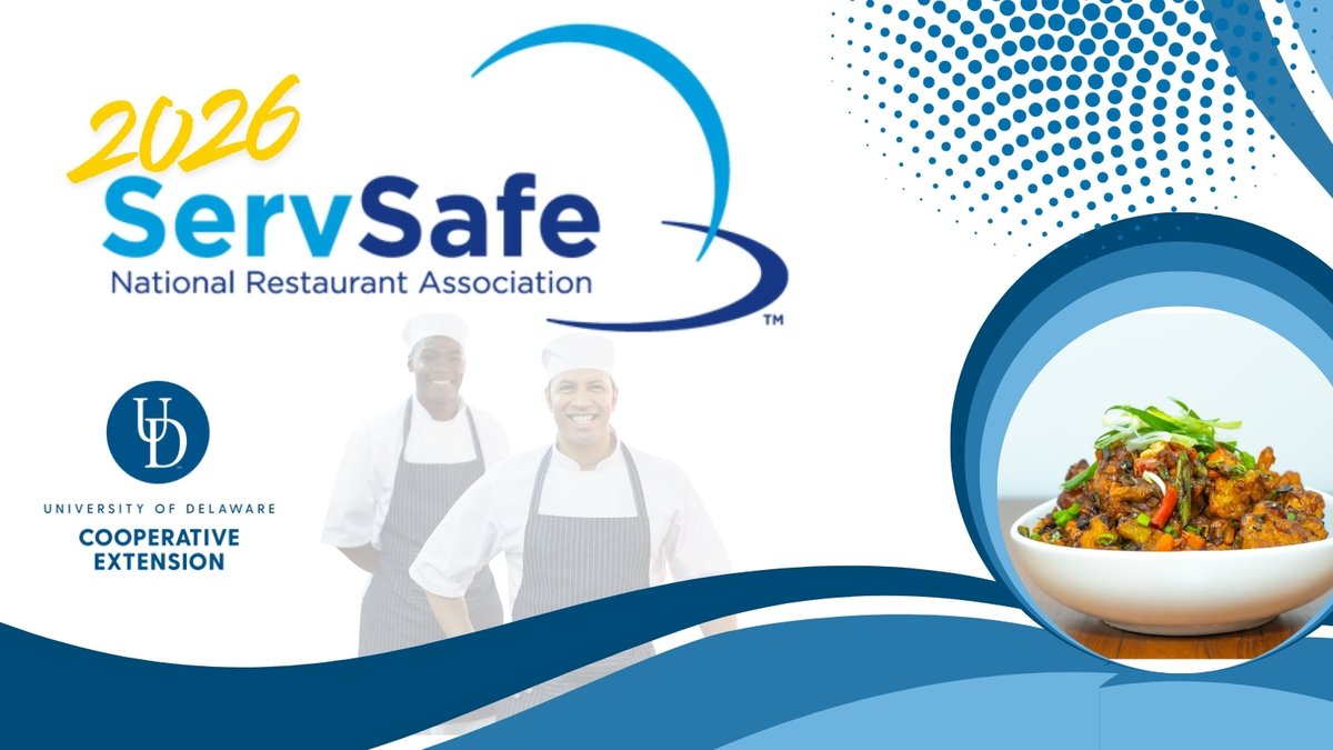 UDExtension's tweet photo. 🛡️ Get Certified: ServSafe Food Protection Manager Training
 Ensure your team and customers stay safe by earning or renewing your ServSafe certification!

When: April 21, 2026
Location: New Castle County Extension Office: 461 Wyoming Road, Newark, DE 19711

Full Certification: $175 (Includes textbook, exam, full-day class, and lunch).
Time: 9:00 a.m. – 6:00  p.m.

Recertification: $85 (Includes exam only).
Time: 3:30  p.m. – 6:00  p.m.

📝 Advance registration is required. Registration closes 3 weeks prior to the class date—don't wait!
Learn More: https://t.co/125GNon9RC

📧 Questions? Contact Diane Oliver at doliver@udel.edu or call 302-831-1327.