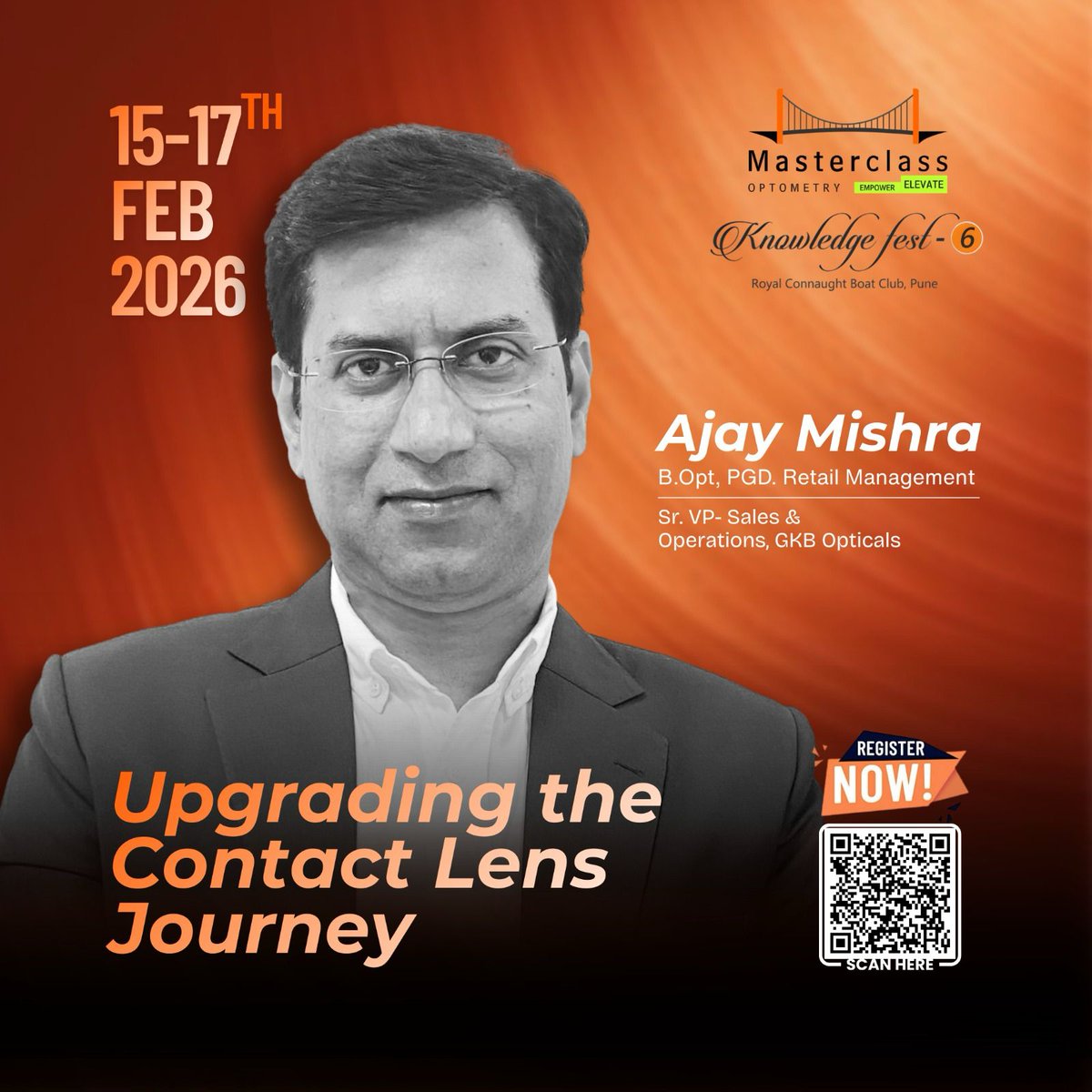 OptometryOnline's tweet photo. Upgrade the experience. Elevate the outcome. 👁️📈
Discover how to transform the contact lens journey—from first interaction to long-term loyalty—with insights from Ajay Mishra, Sr. VP – Sales &amp; Operations, @GKBOpticals
#KnowledgeFest6 #MasterclassOptometry #OptometryOnline https://t.co/VUofp14gZd