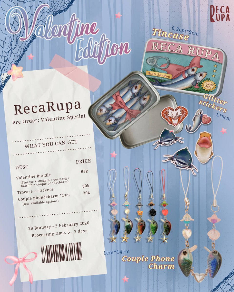 fromlula's tweet photo. Stuffsells, LAST DAY PRE-ORDER‼️
hari ini last day PO iwak special valentine nihh 😱
Buat yang masih bingung valentine mau ngasih apa ke crush 🎀 , cuss PO 😋☝️

Yang minat bisa mampir kesini yaww 😽✨ (@/recarupa) 🎏 https://t.co/uAB3ewURED