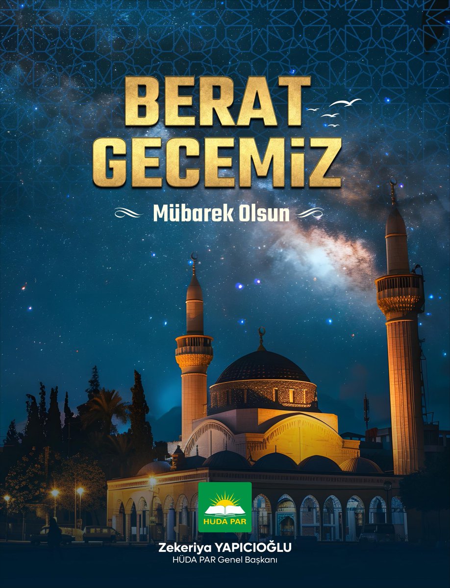 Dualarımızın kabulüne, günahlarımızın affına, zulümlerin nihayetine ve insanlığın hidayetine vesile olması temennisiyle İslam âleminin Berat Gecesi'ni tebrik ederim.

Bu mübarek gecede başta Gazze ve Suriye'deki kardeşlerimiz olmak üzere bütün mazlumların felaha, mahrumların