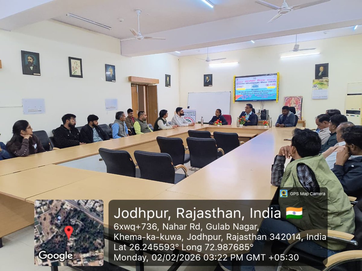 Bsi_azrc_JU's tweet photo. #WorldWetlandsDay2026, was observed @Bsi_azrc_JU. Dr S.L.Meena briefed the importance of Wetlands in Rajasthan and Gujrat. Case study of Keoladeo and Sambhar Lake was presented by Dr RaviKiranArigela. Nodal officer Dr.Pushpa Kumari, delivered vote of thanks. https://t.co/xvbqLRsIO2