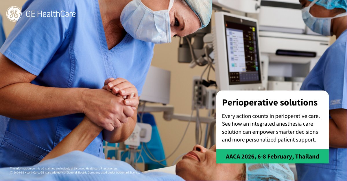 waraleebme's tweet photo. Every step in perioperative care matters. Our anesthesia machines and workstations support personalized care and safety with a consistent experience and real‑time insights.

👉 Learn more at Booth G6 at #AACA2026 in Bangkok.

#GEHealthCare #PerioperativeCare #Anesthesia https://t.co/lcGNjr9B5g