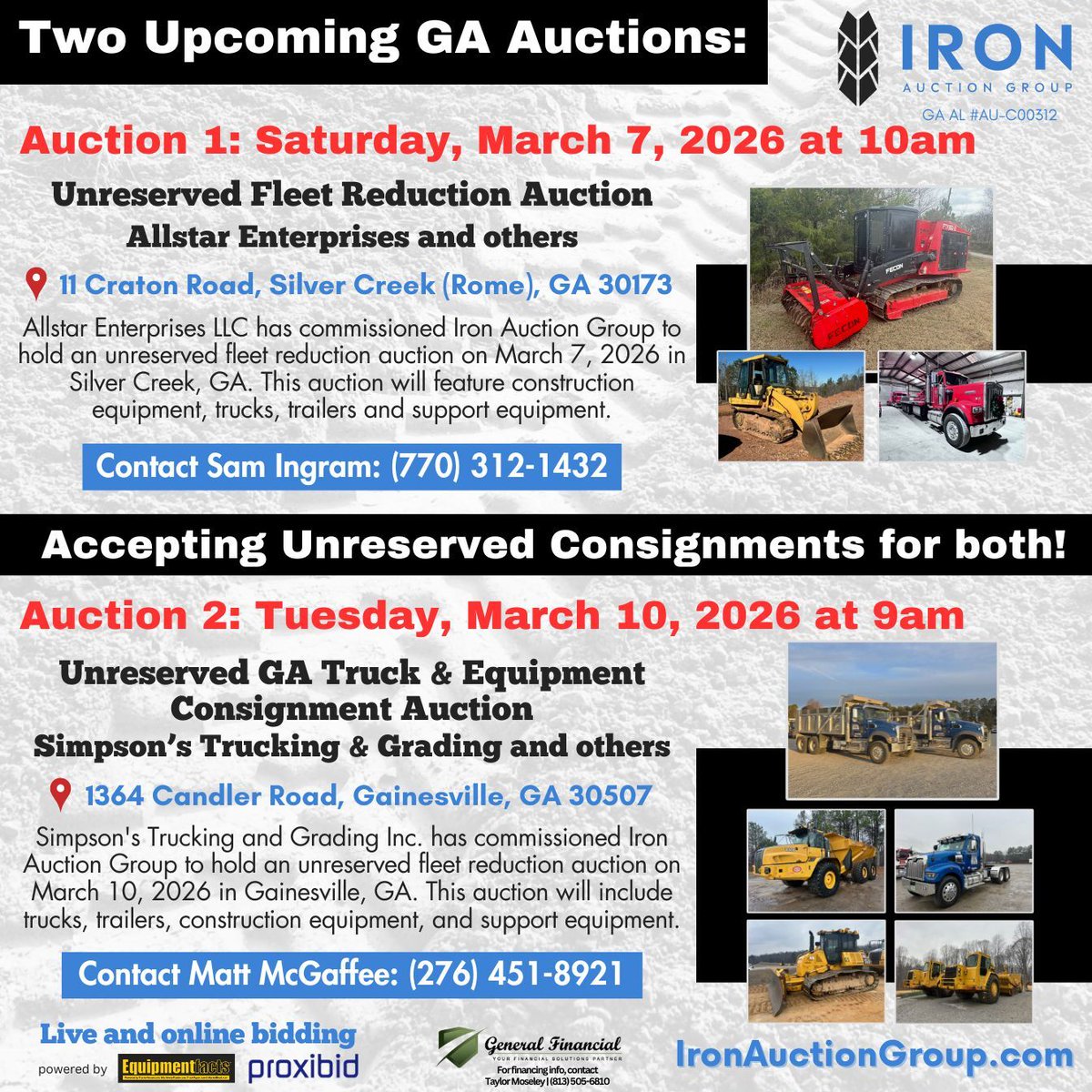 ironauction1's tweet photo. Get Excited 📣  2 Unreserved Auctions Coming Up in March! https://t.co/YB1lxlbLnd https://t.co/TFi9iwiQgs