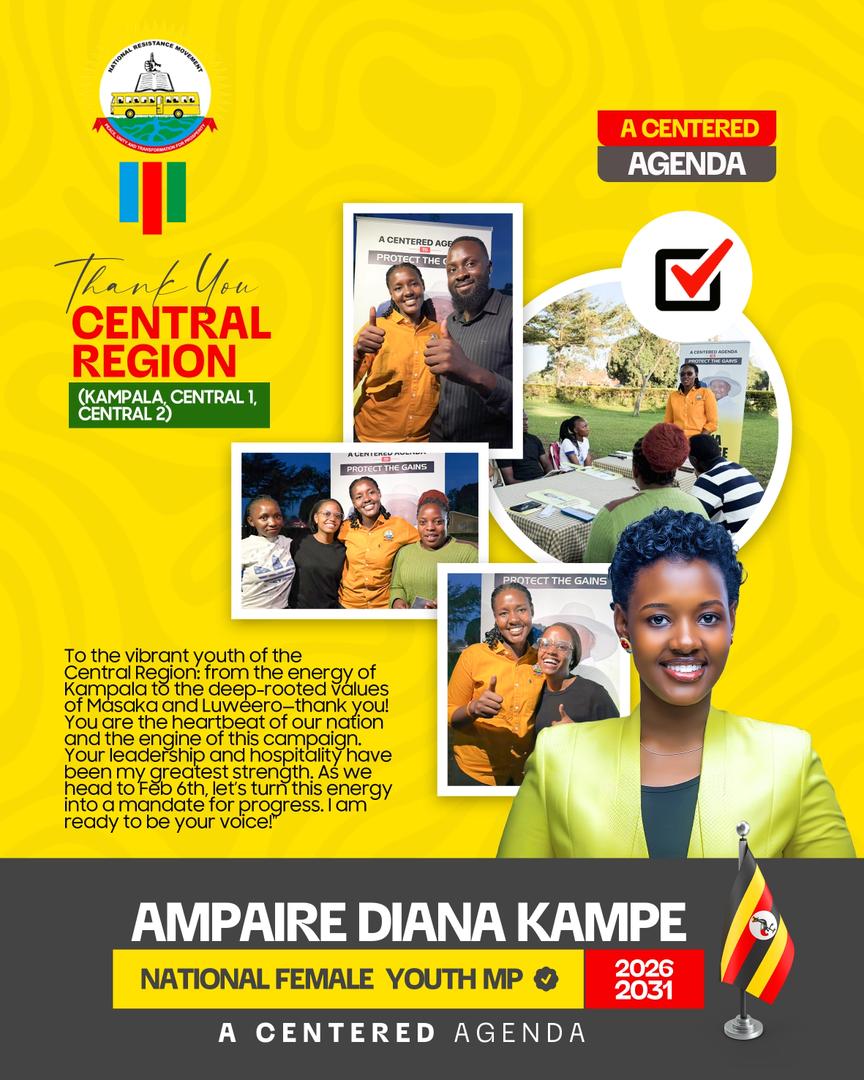 Diana4NFYMP2026's tweet image. Big shoutout to Uganda's dynamic youth leaders! From Central's vibrant hubs to West's entrepreneurial spirit, North's resilience, and East's innovation - thanks for championing Diana's A-Centered Agenda! Let's solidify the win on Feb 6: VOTE Diana for National Female Youth MP!