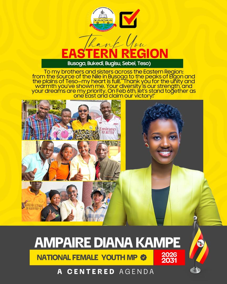 Diana4NFYMP2026's tweet image. Big shoutout to Uganda's dynamic youth leaders! From Central's vibrant hubs to West's entrepreneurial spirit, North's resilience, and East's innovation - thanks for championing Diana's A-Centered Agenda! Let's solidify the win on Feb 6: VOTE Diana for National Female Youth MP!