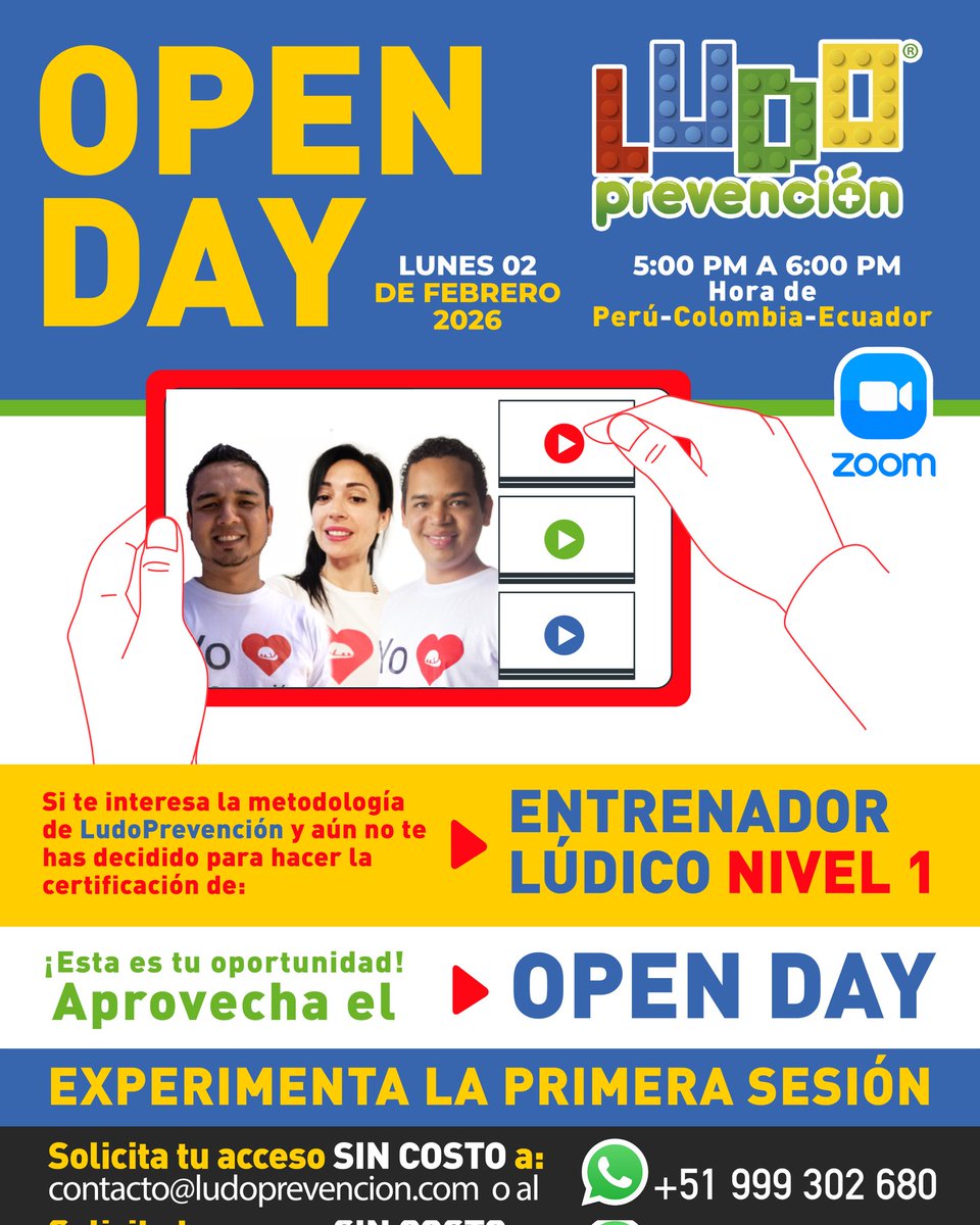 ¿Quieres hacer la Certificación de Entrenador Lúdico en #SST pero aun no estás convencido?

Entonces prueba sin costo el Open Day, expirementa la primera sesión y entonces estarás 100% seguro de que este curso es para ti.
Escríbenos al WhatsApp +51999302680.
#ssoma #hse #hseq