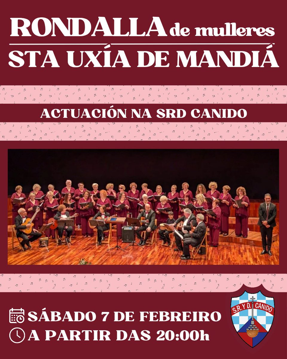 🎵 NOVA ACTUACIÓN 🎵

👉🏻 Este sábado día 7, terá lugar a actuación da Rondalla de Mulleres Santa Uxía de Mandiá no Local.

👉🏻 O acto empezará a partir das 20:00h.

#OpaCanido
#FacendoBarrio