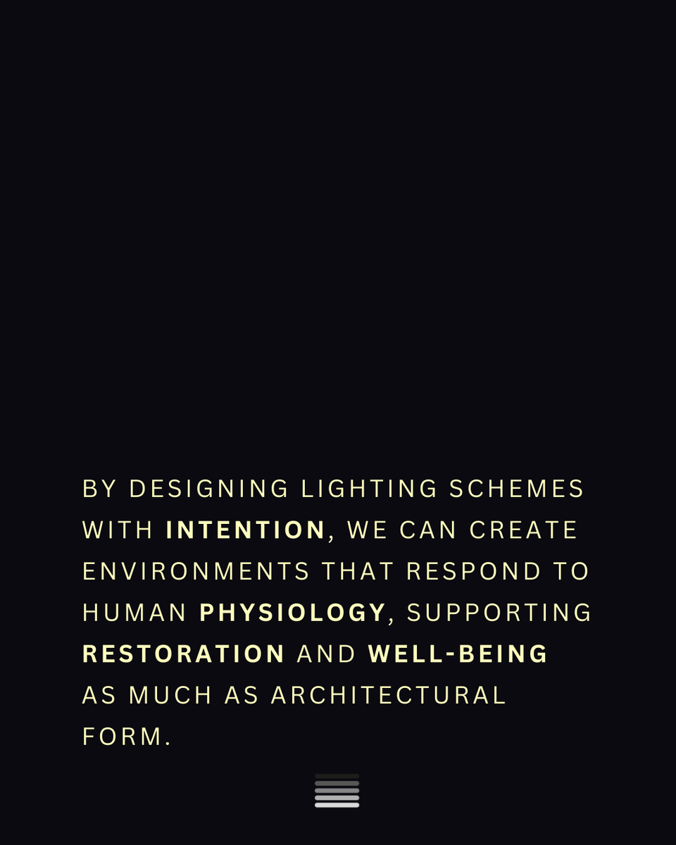 Light shaped around people means considering how it supports comfort, focus, and rest throughout the day. Designing lighting schemes with intention, lets us create environments that respond to human physiology, supporting restoration and well-being as much as architectural form.