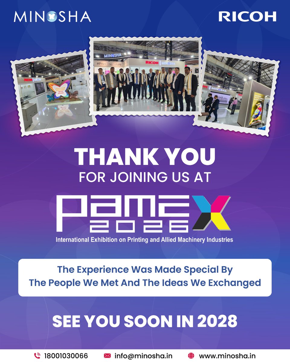 Grateful for the conversations, connections, and collaborations that made PAMEX 2026 truly memorable.

Here’s to stronger partnerships and bigger possibilities ahead.

See you again in 2028.

#MinoshaAtPamex #MinoshaPrintSolutions #MPSPL #Ricoh #RicohMinosha
