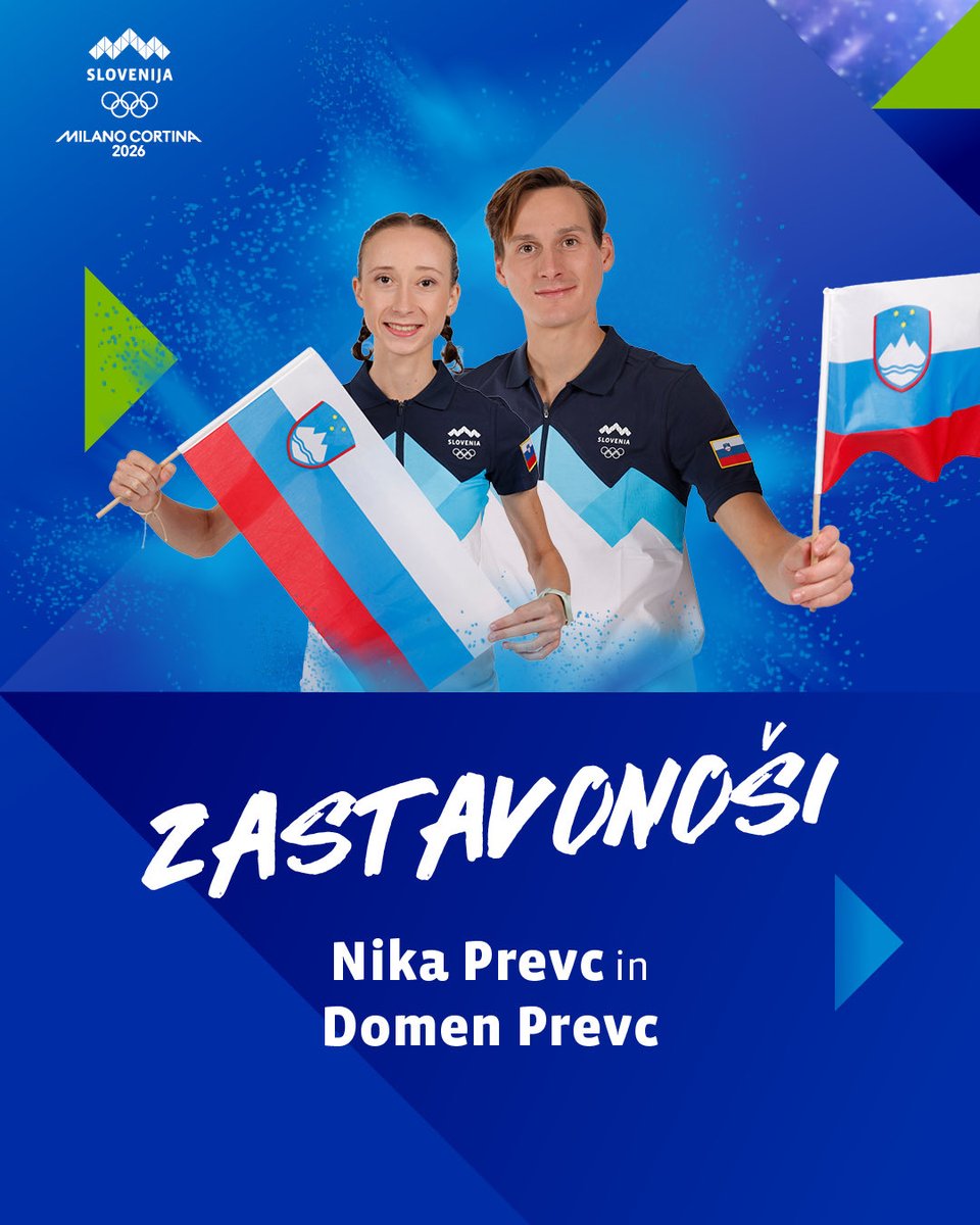 Nika Prevc in Domen Prevc bosta nosila slovensko zastavo na otvoritvi olimpijskih iger Milano Cortina 2026! 

￼#imamoto #teamslovenia #milanocortina2026 #flagbearer #olympics