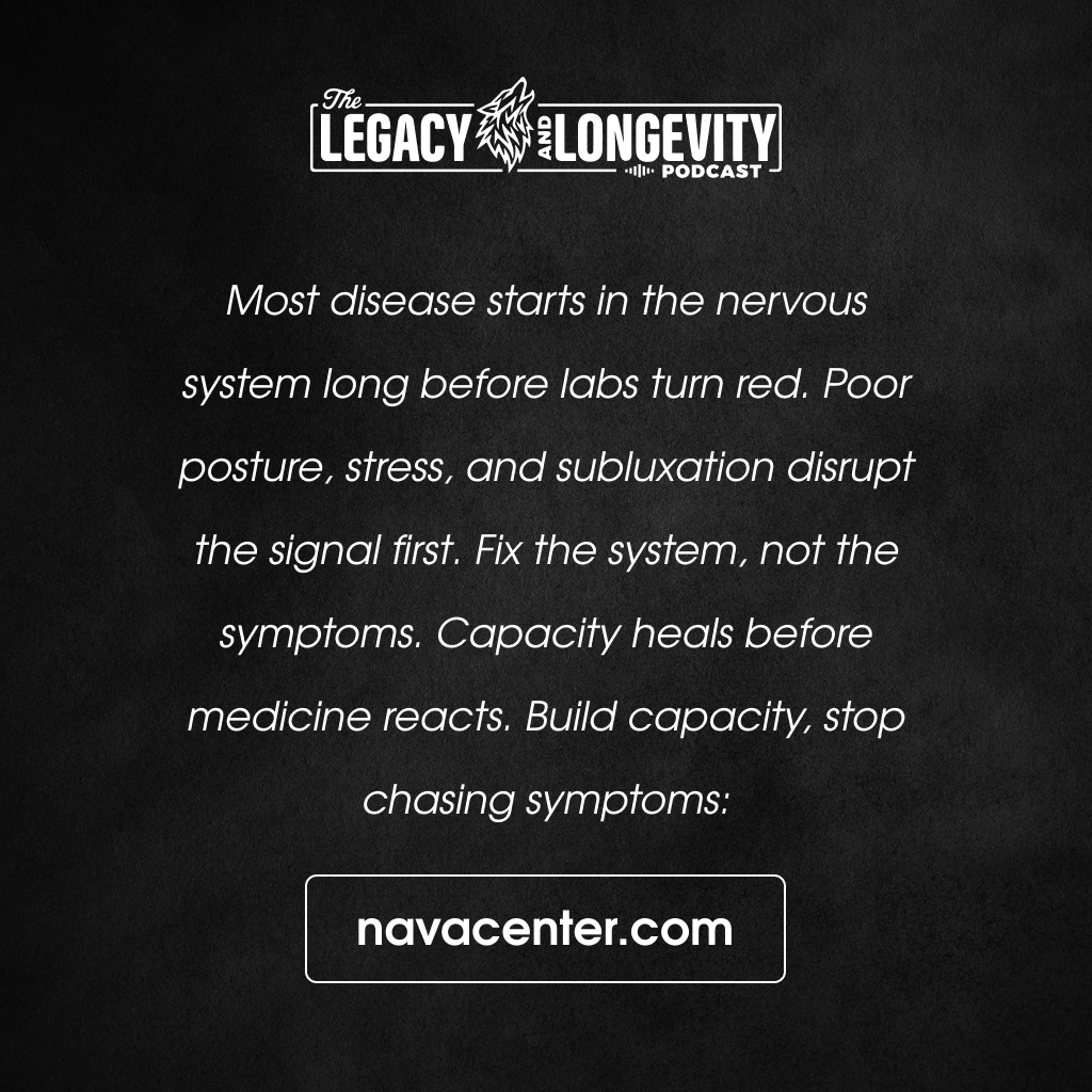 ZachDancel's tweet photo. Your spine isn’t about pain, it’s about survival. When posture collapses, aging accelerates. Regulate the system before disease follows. #Longevity #NervousSystem #LegacyAndLongevity #DrEnricoDolcecore #BuildCapacity #NervousSystemHealth #ChiropracticCare #UpperCervical https://t.co/TUR9bgfaD6
